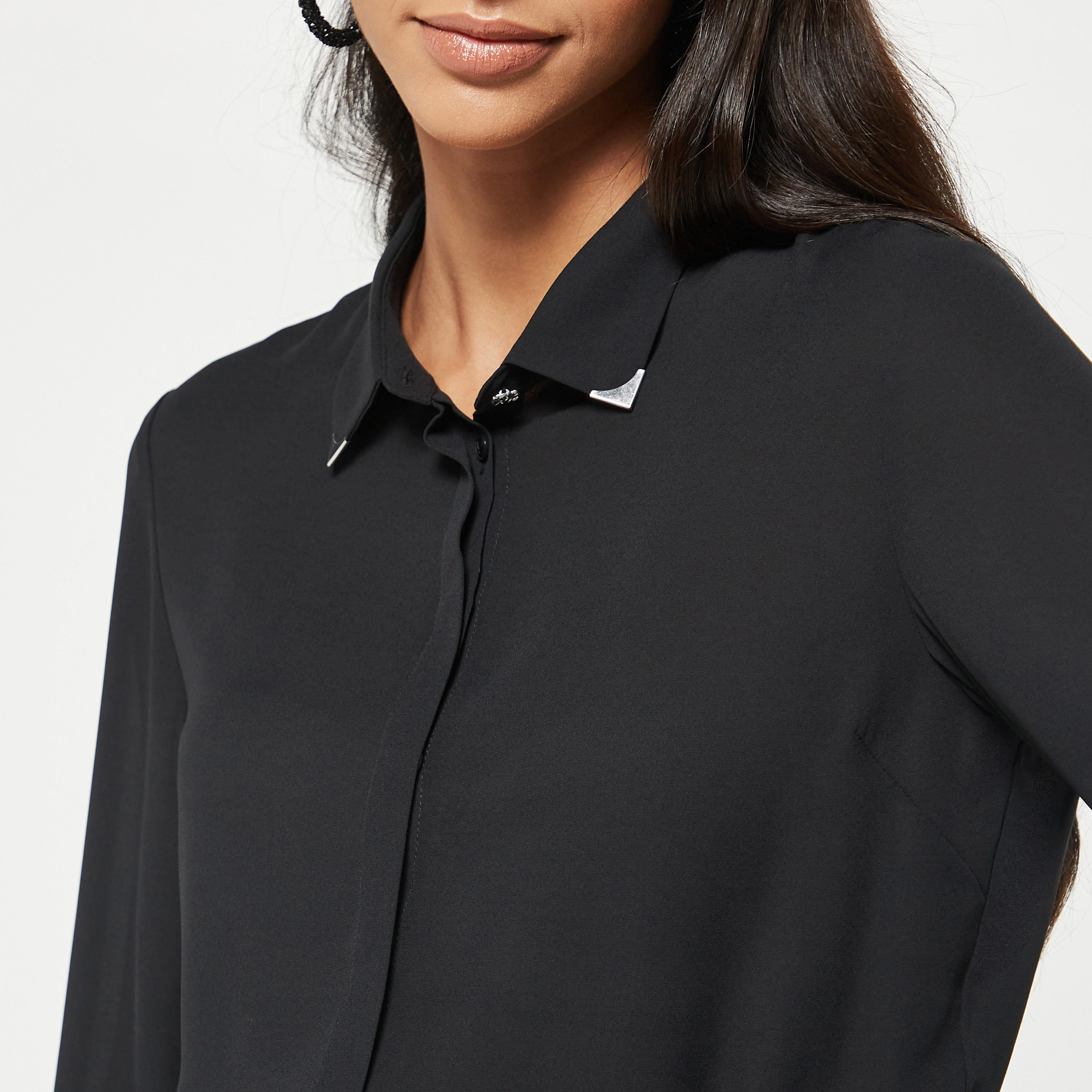 قميص سادة بأكمام طويلة وياقة عادية-women-clothing-shirtsandblouses-shirts-image-8