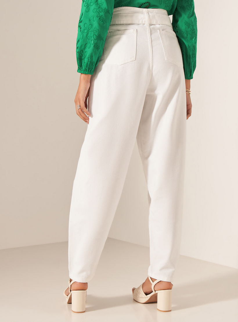 بنطلون سادة بقصّة مريحة بحزام وجيوب-women-clothing-bottoms-trousers-image-2
