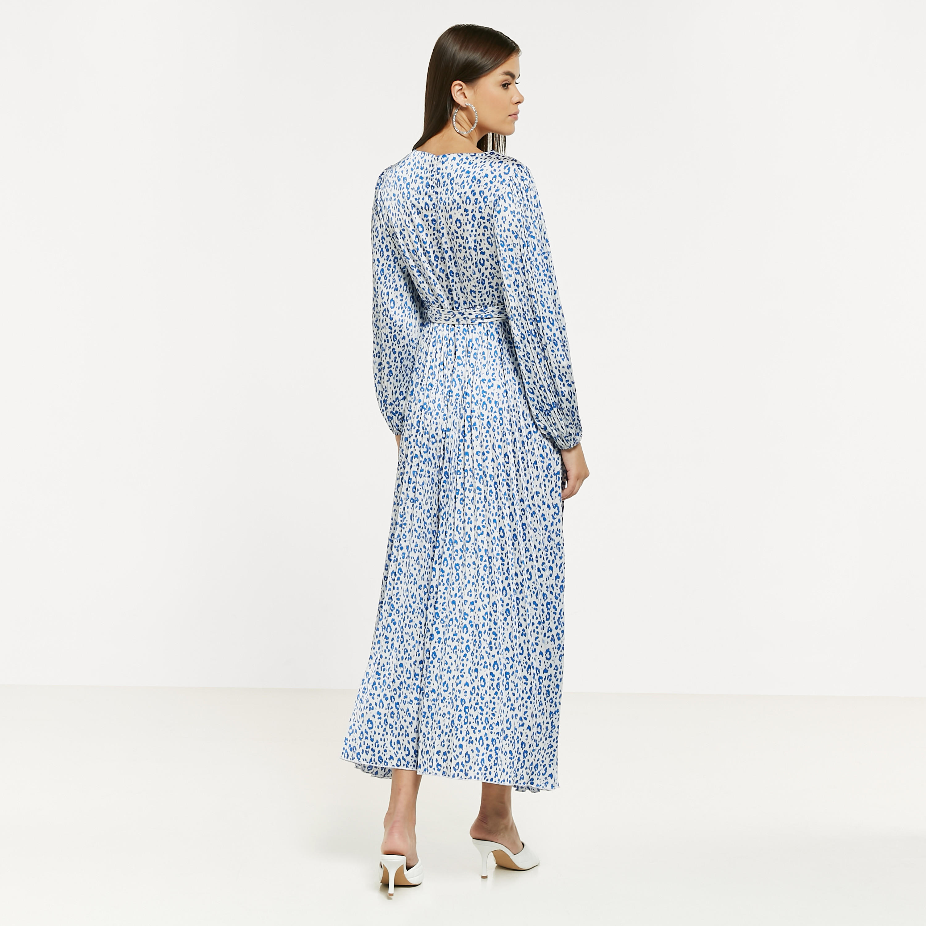 فستان إيه لاين طويل بحزام وطبعات وأكمام منفوخة-women-clothing-dresses-image-3
