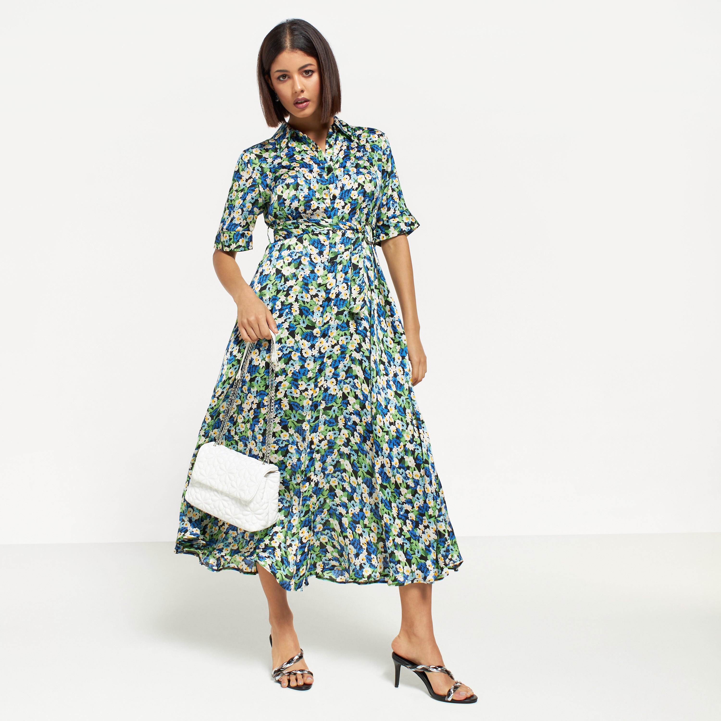 All-Over Floral Print Maxi Shirt Dress with Tie-Up Belt-women-clothing-dresses-image-1