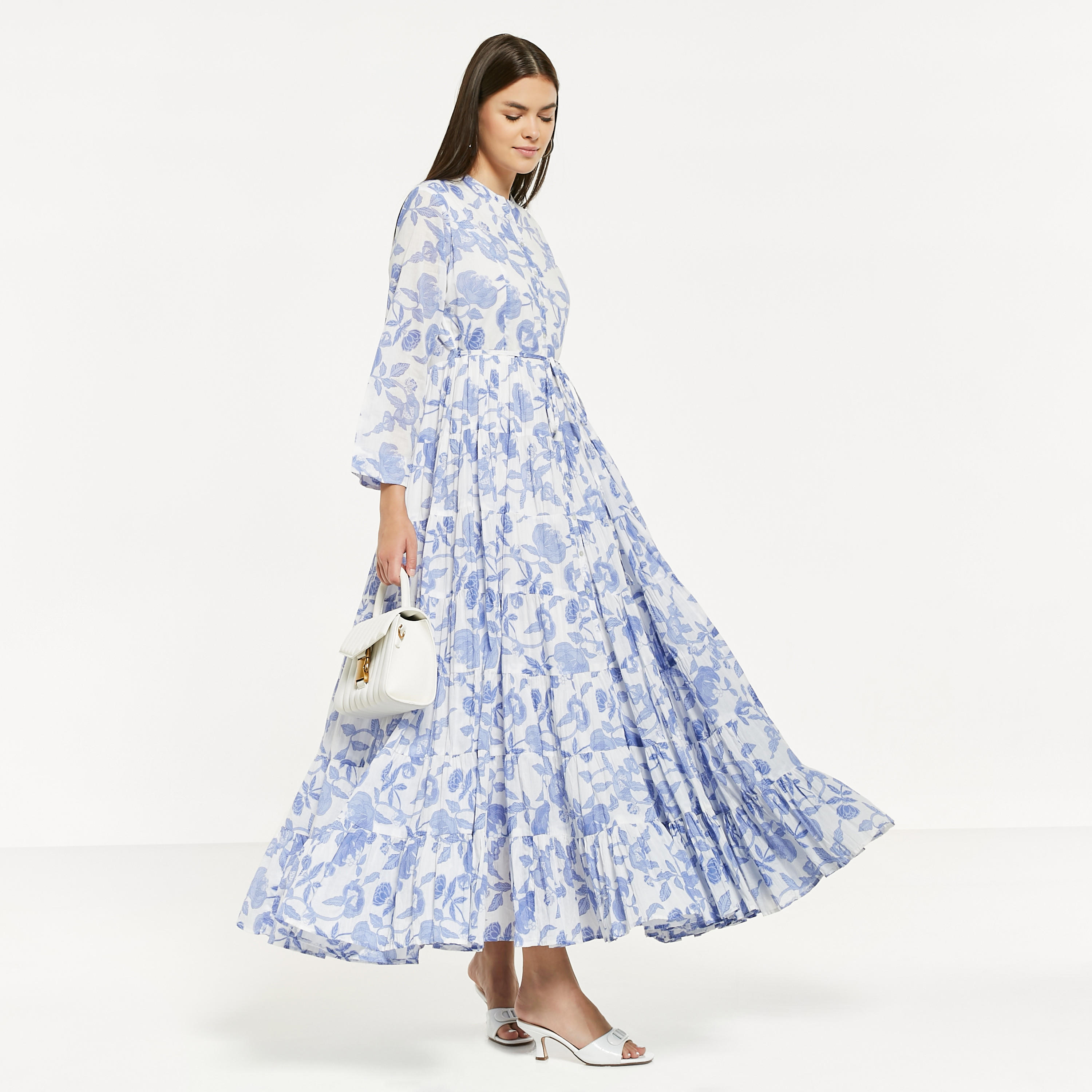 فستان قميص طويل بطبعات أزهار وحزام ربط-women-clothing-dresses-image-1