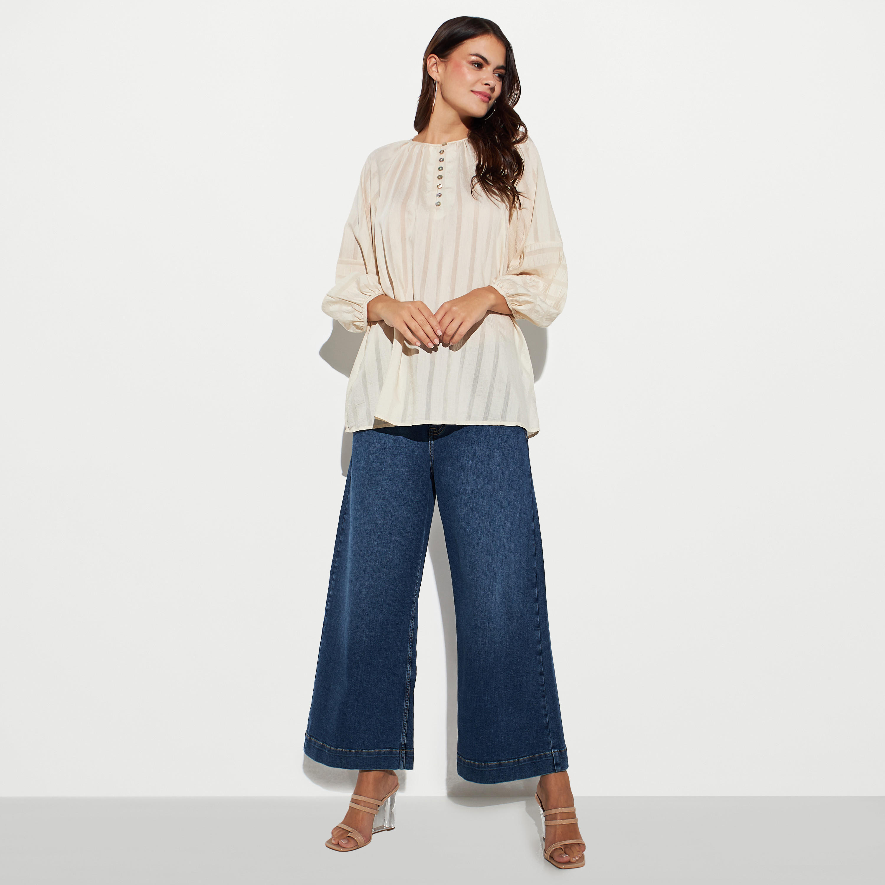Textured Top with Volume Sleeves-women-clothing-shirtsandblouses-blouses-image-2