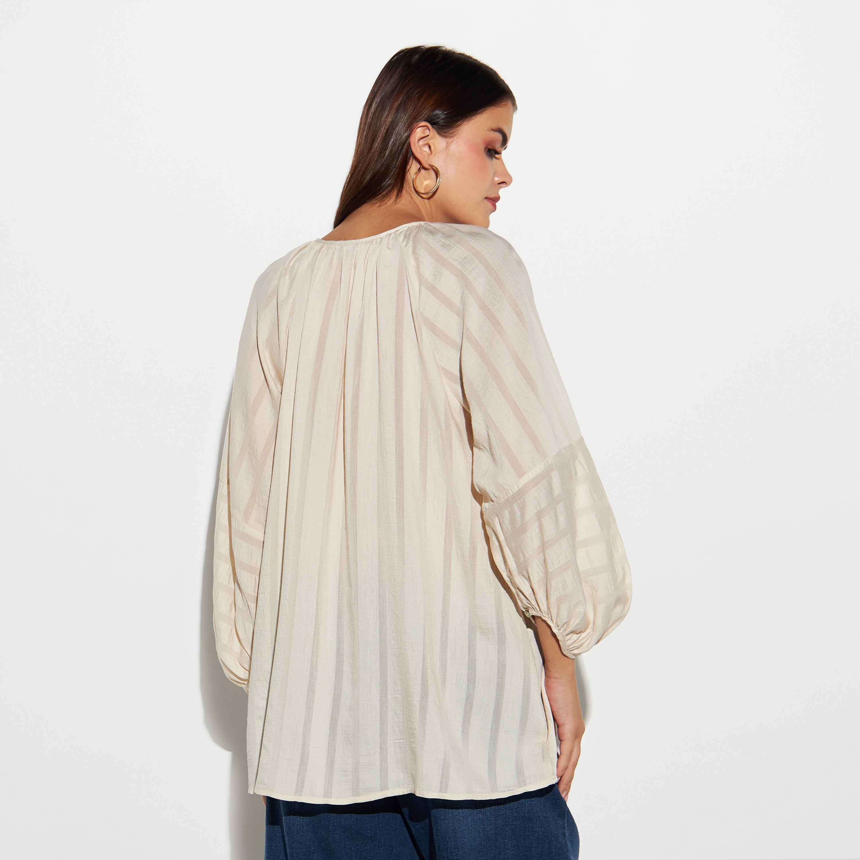 Textured Top with Volume Sleeves-women-clothing-shirtsandblouses-blouses-image-4