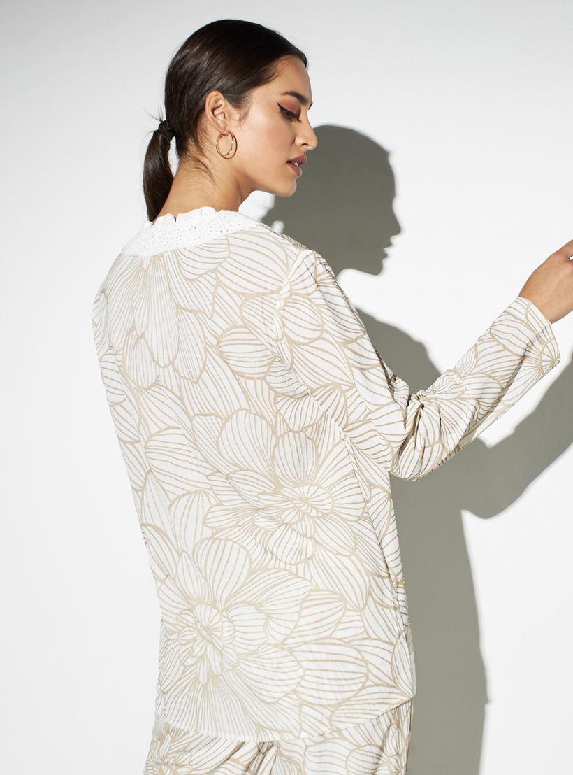 Printed Top with Tie-Ups and Crochet Detail-women-clothing-shirtsandblouses-blouses-image-3
