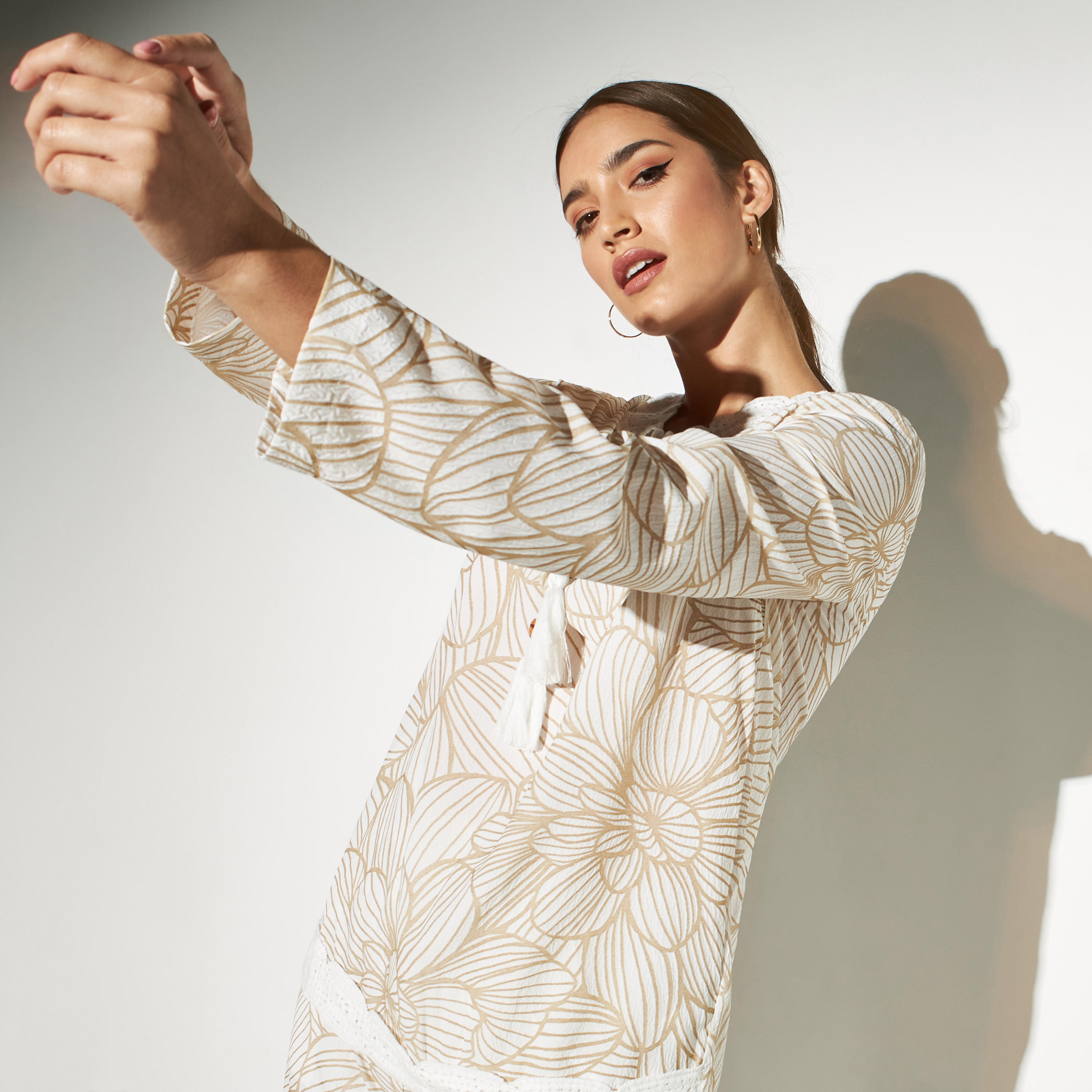 Printed Top with Tie-Ups and Crochet Detail-women-clothing-shirtsandblouses-blouses-image-4