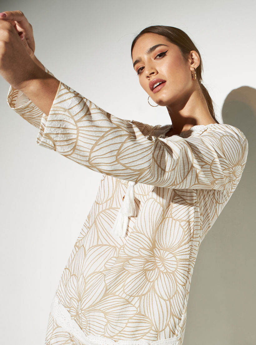 Printed Top with Tie-Ups and Crochet Detail-women-clothing-shirtsandblouses-blouses-image-4
