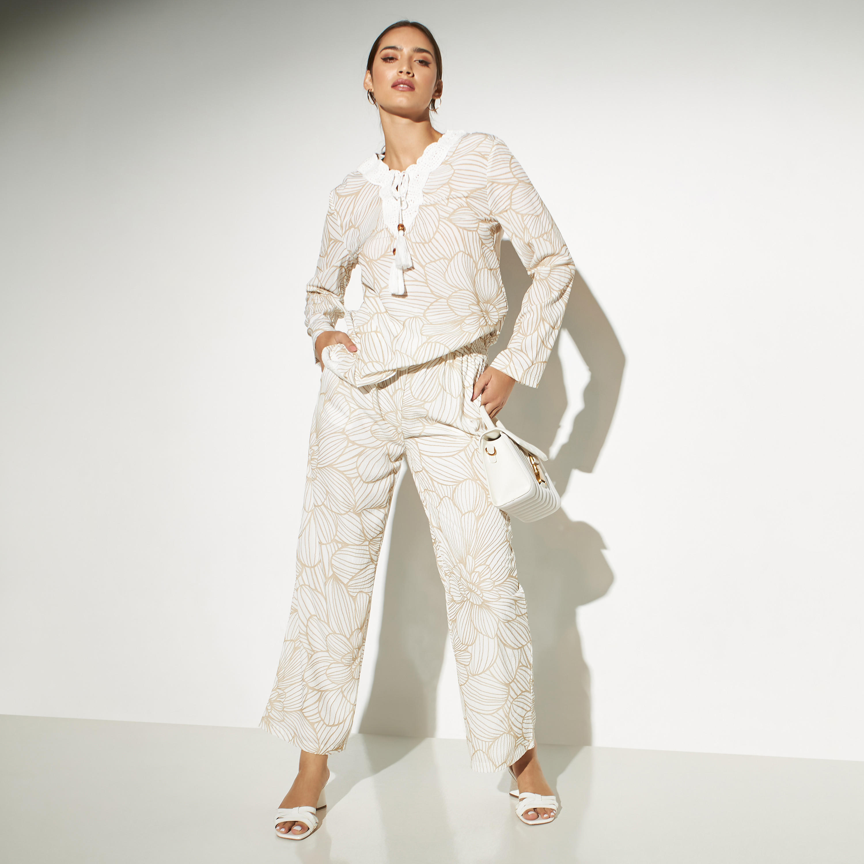 All-Over Floral Print Paper Bag Waist Wide Leg Pants with Pockets-women-clothing-bottoms-trousers-image-5