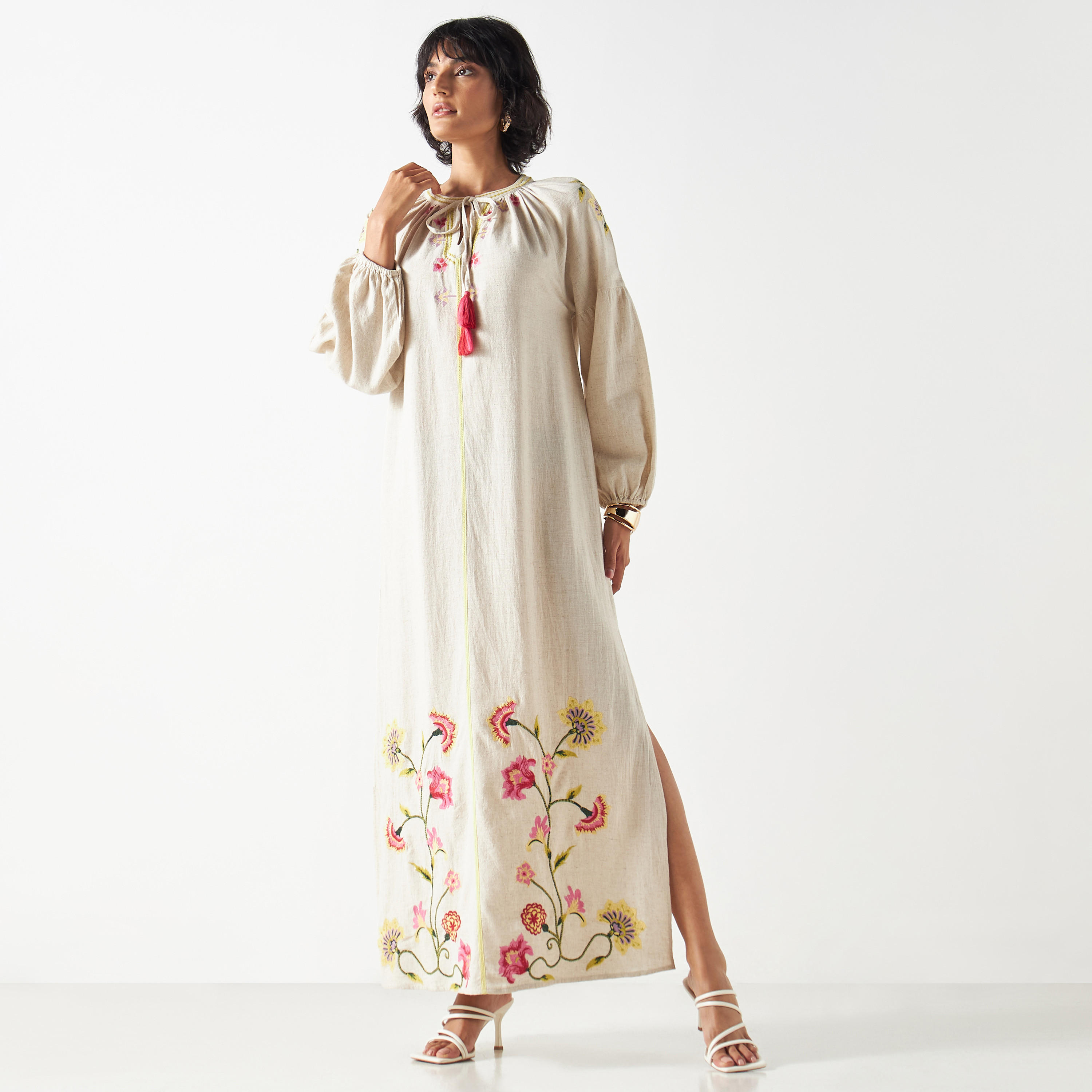 فستان طويل مطرز بالزهور بأربطة-women-clothing-dresses-image-2