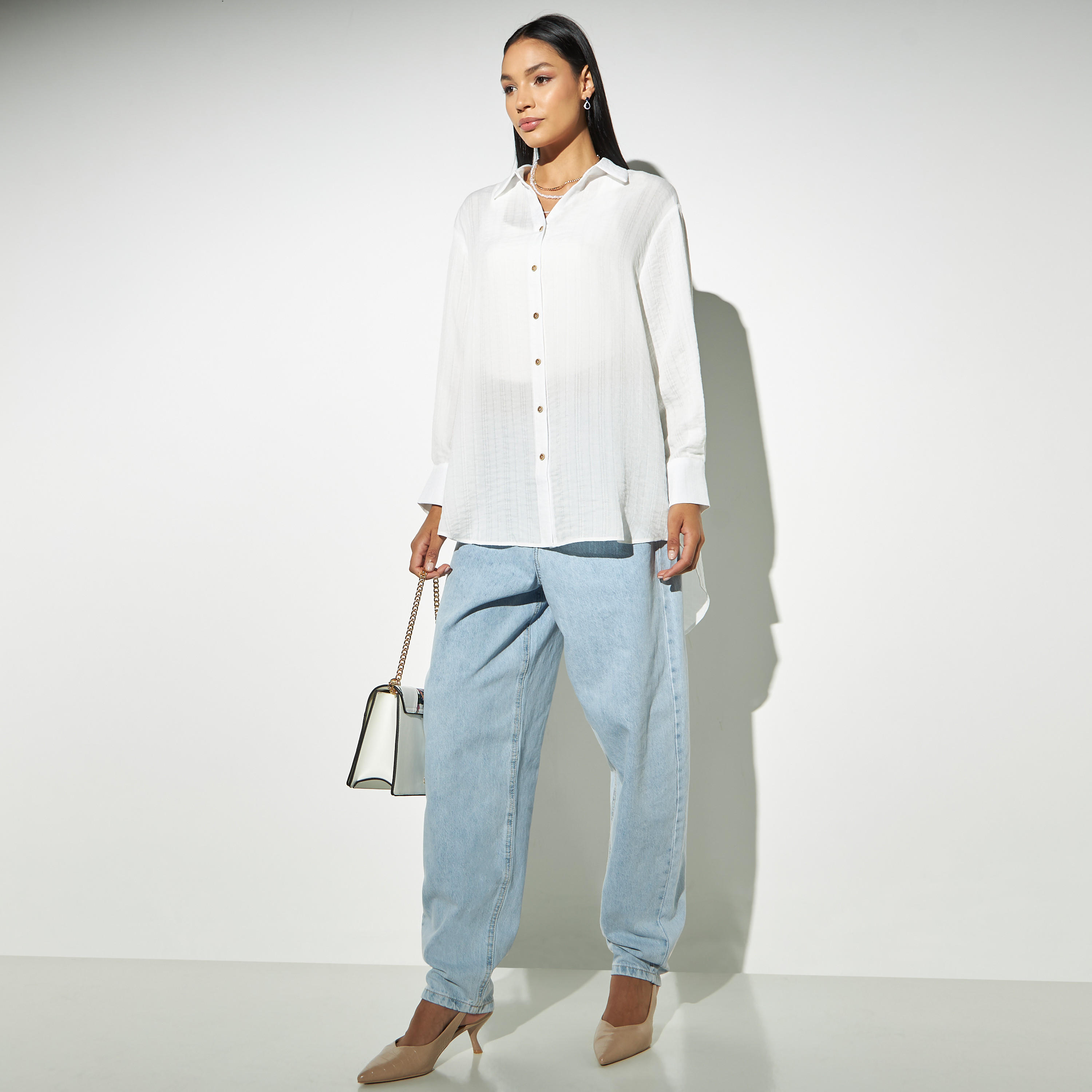 قميص بارز الملمس بأكمام طويلة وحواف غير مستوية وطبعات-women-clothing-shirtsandblouses-shirts-image-2