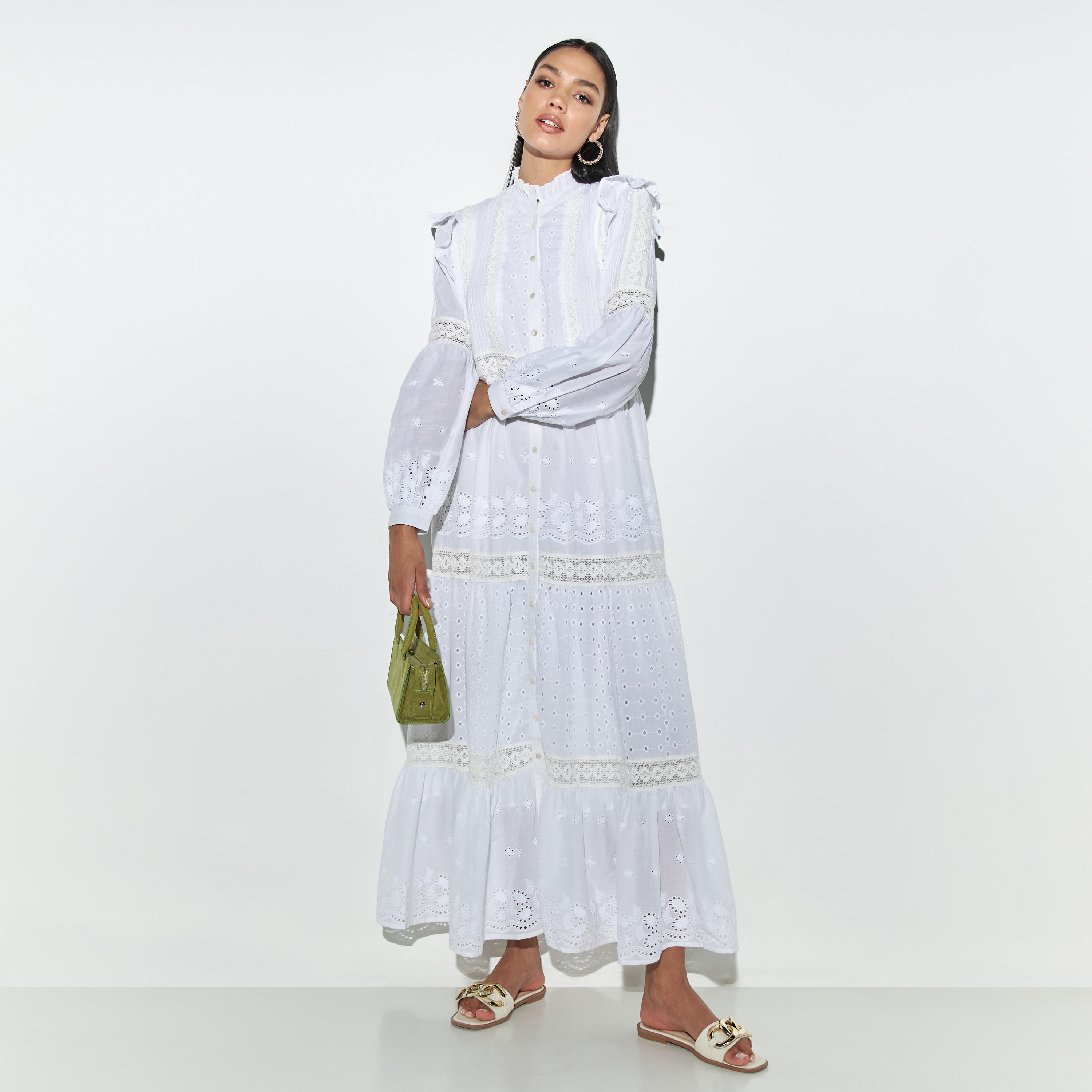 فستان متعدد الطبقات بكشكش وأزرار وتفاصيل دانتيل-women-clothing-dresses-image-4