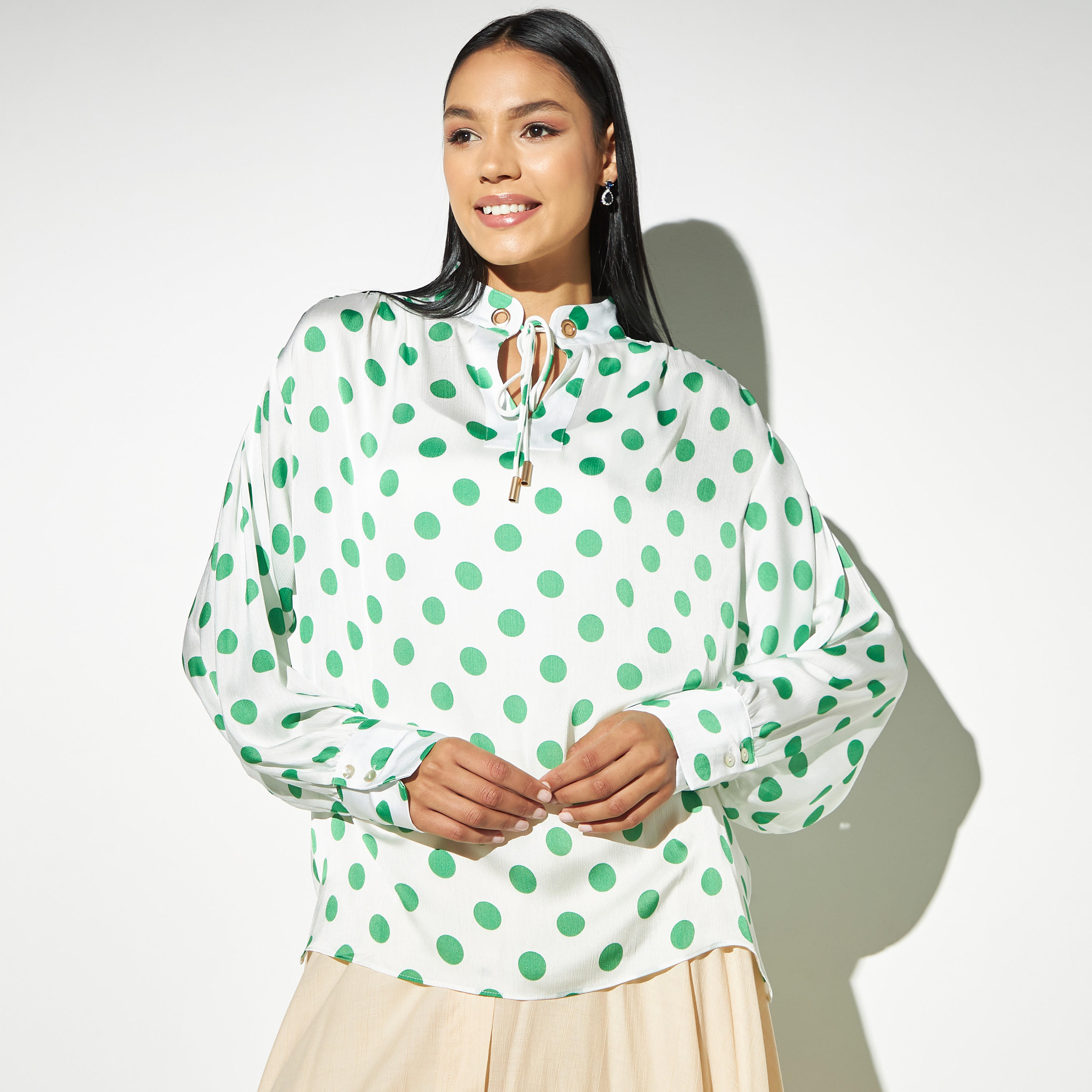 بلوزة بطبعات وياقة ماندارين وأربطة-women-clothing-shirtsandblouses-blouses-image-4
