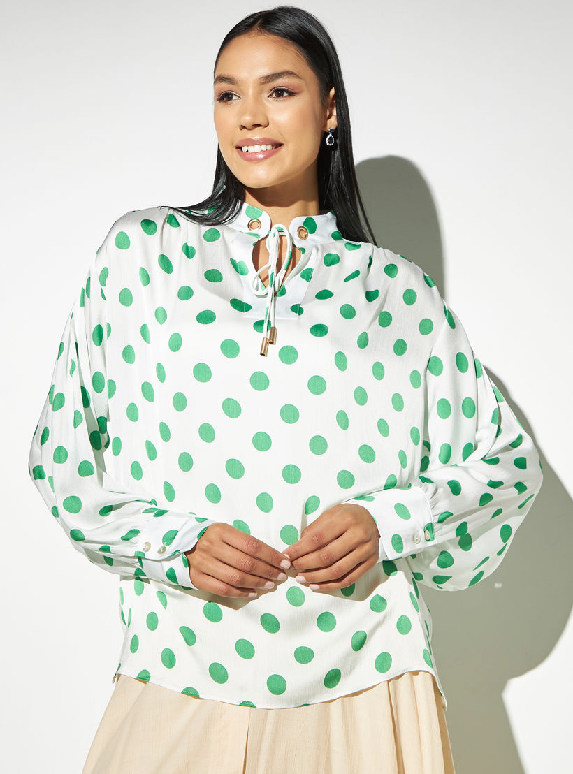 بلوزة بطبعات وياقة ماندارين وأربطة-women-clothing-shirtsandblouses-blouses-image-4