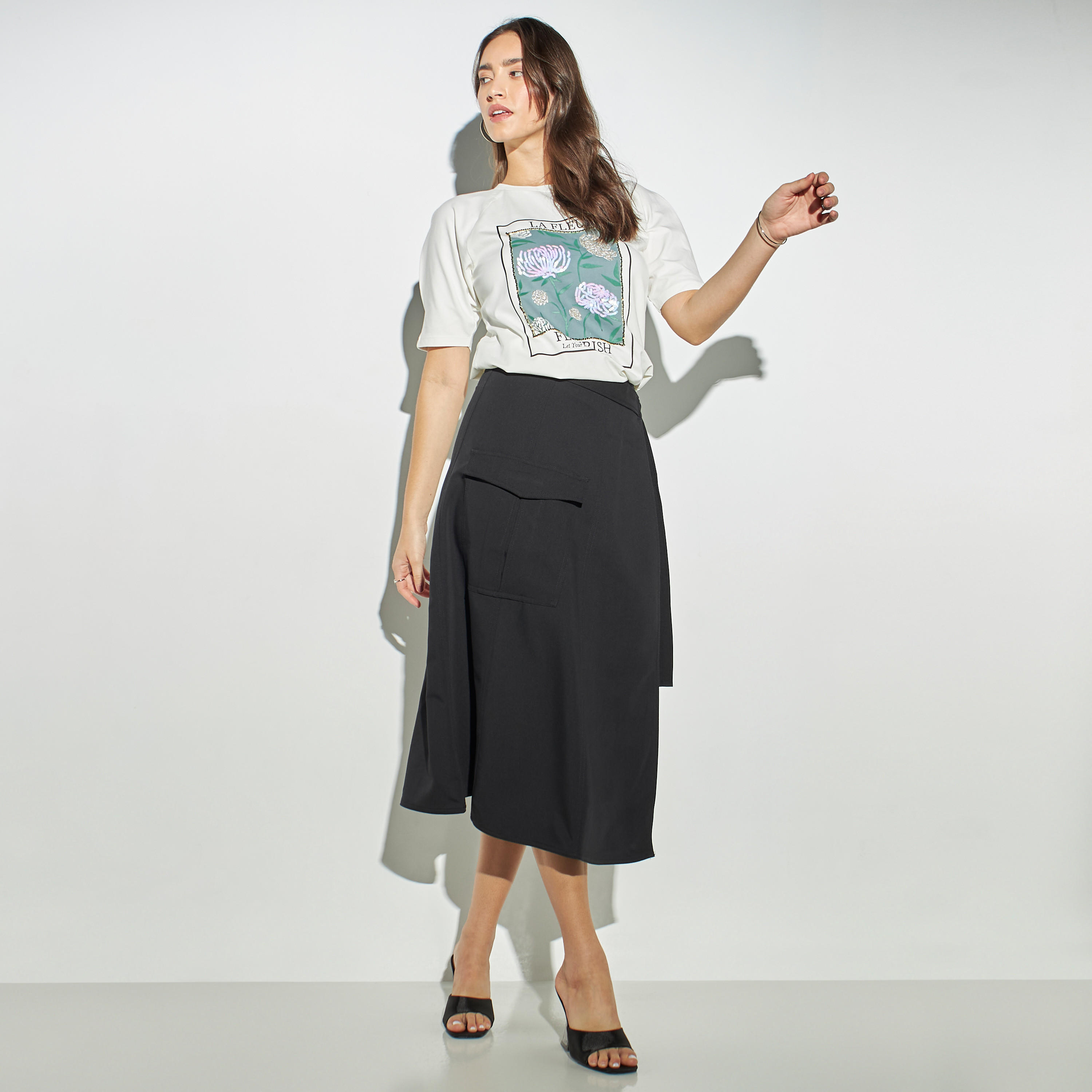 تنورة ملفوفة سادة إيه لاين بإغلاق بإبزيم-women-clothing-bottoms-skirts-image-2