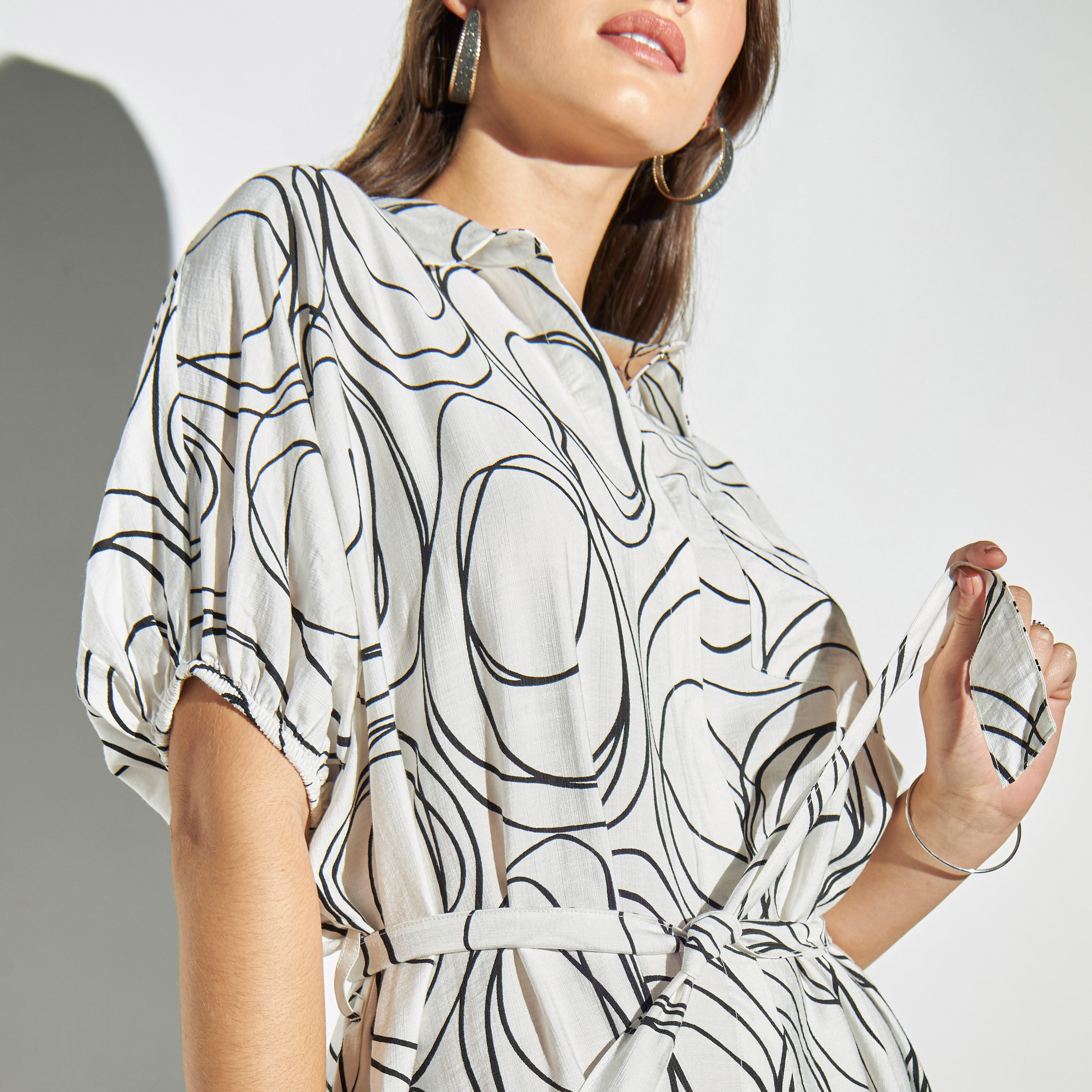 All-Over Print Shirt Dress with Tie-Up Belt-women-clothing-dresses-image-4