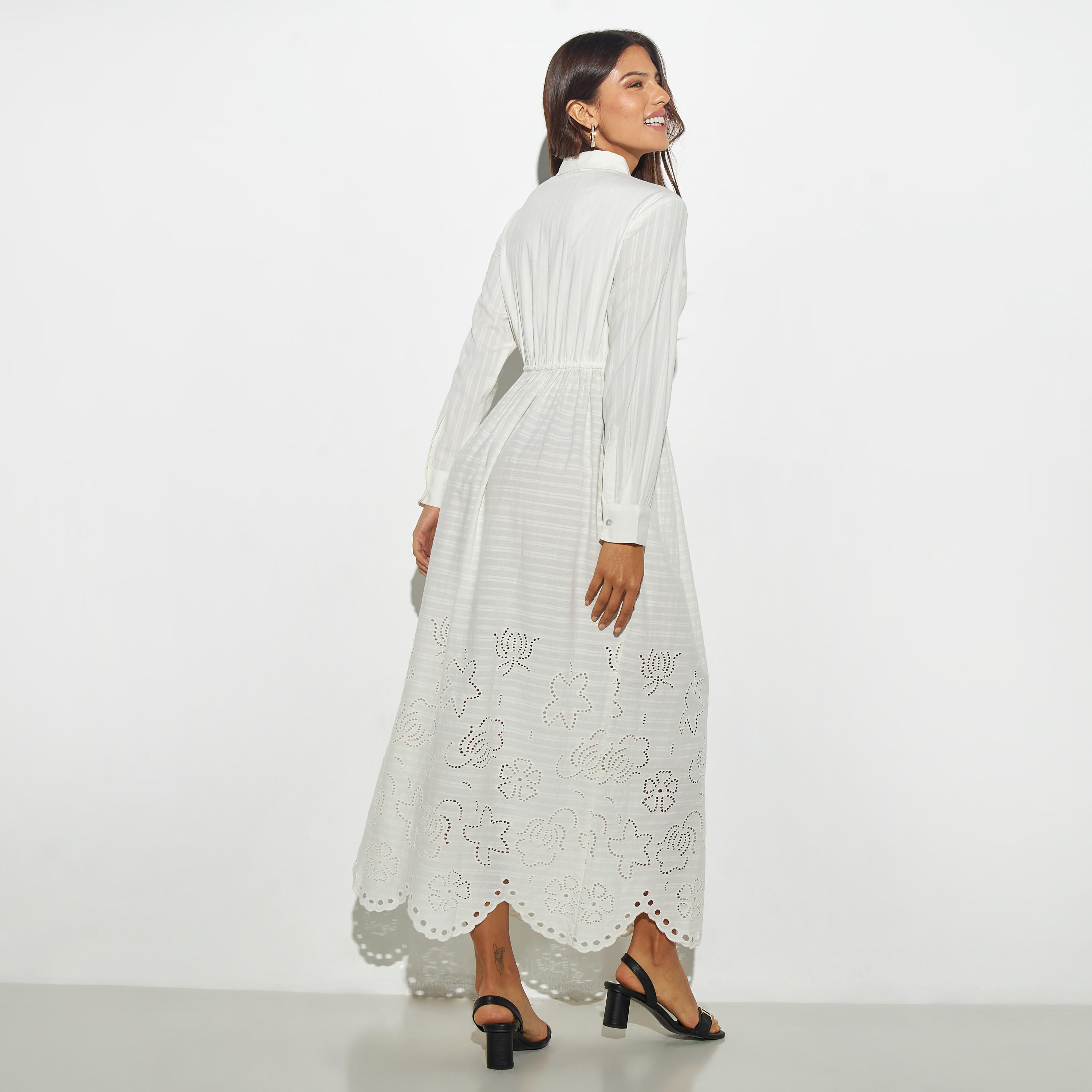 فستان قميص ميدي بارز الملمس بجيوب وأربطة-women-clothing-dresses-image-3