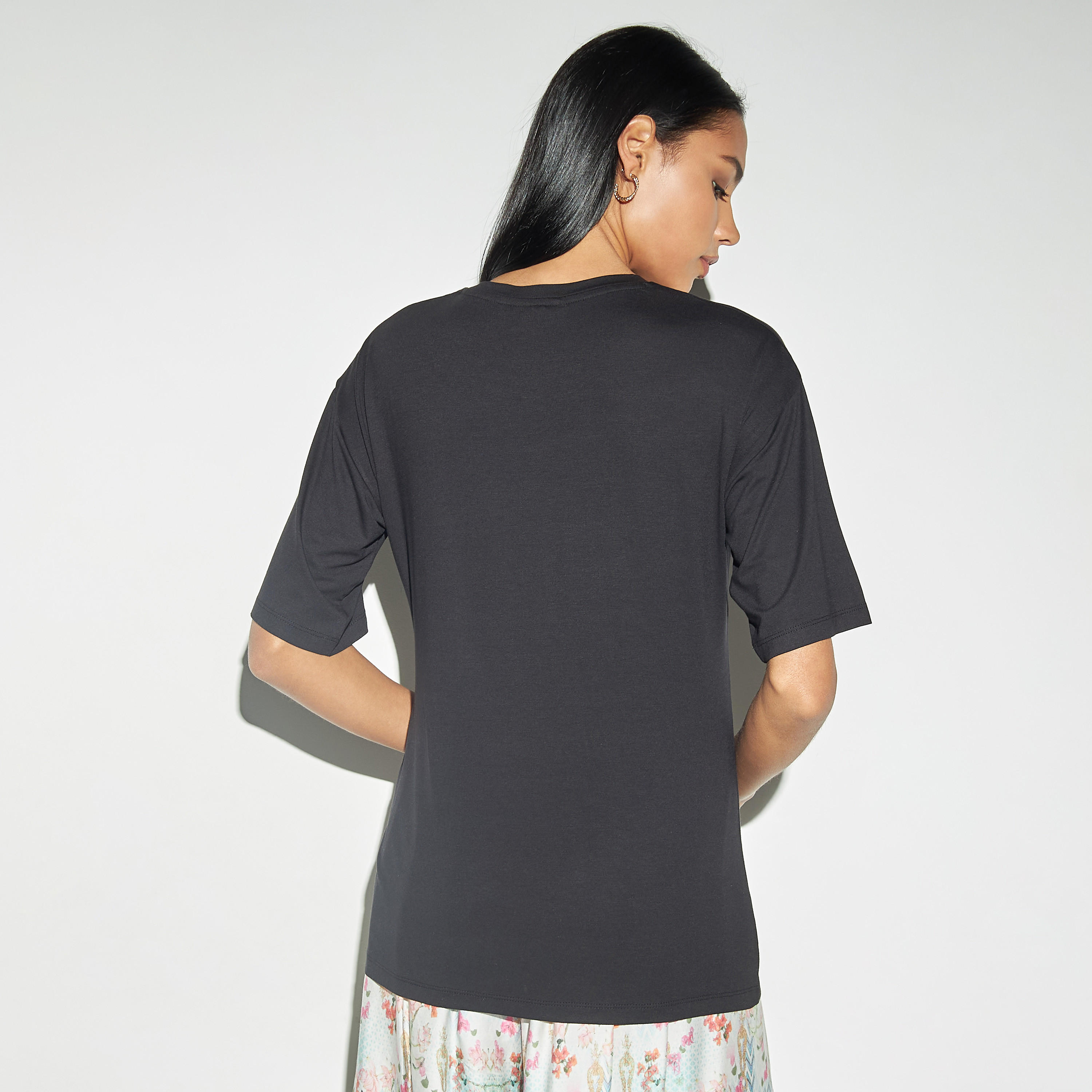 Printed T-shirt with Crew Neck and Short Sleeves-women-clothing-tshirts-image-3