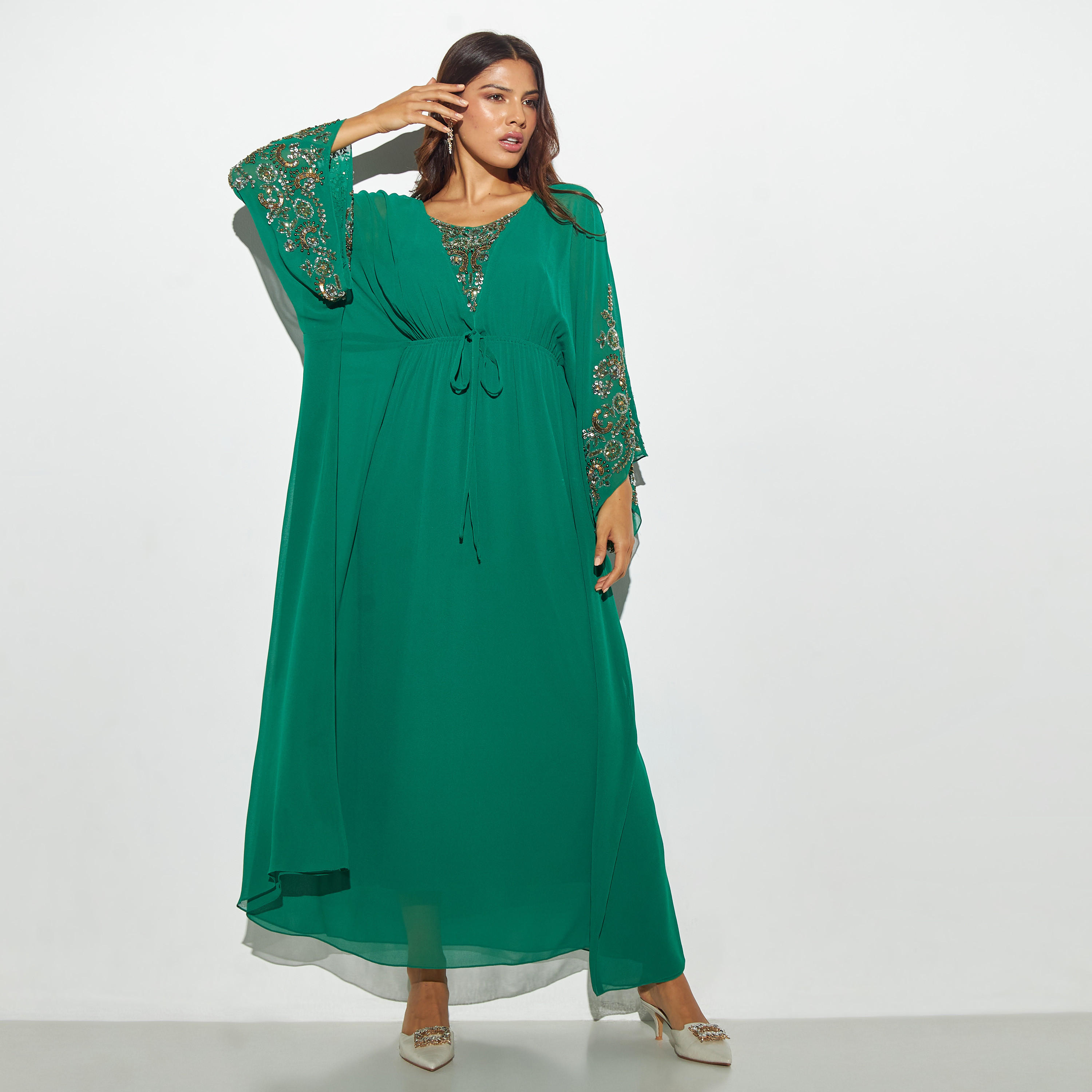 فستان طويل قفطان مزيّن بأربطة-women-clothing-dresses-image-1
