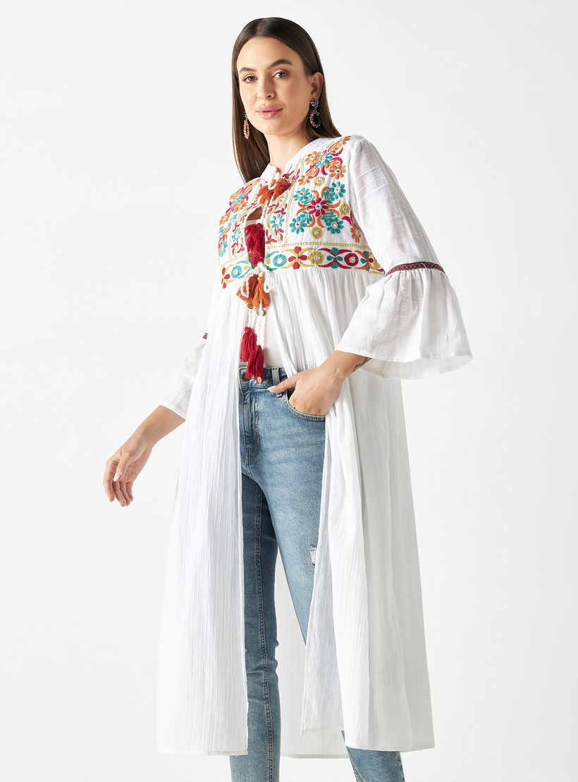 سترة مطرزة بأكمام طويلة ورباط-women-clothing-shirtsandblouses-blouses-image-1