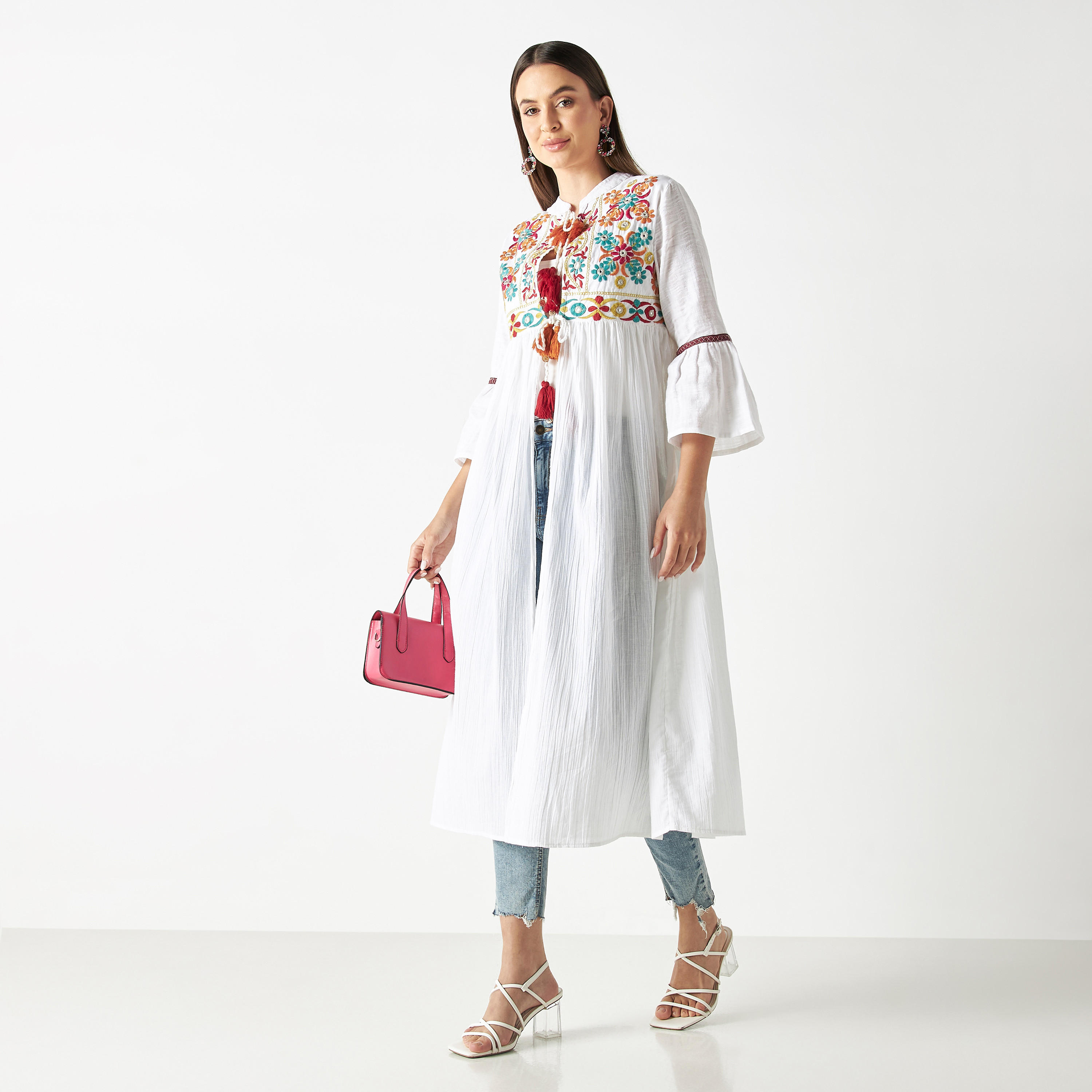 سترة مطرزة بأكمام طويلة ورباط-women-clothing-shirtsandblouses-blouses-image-2