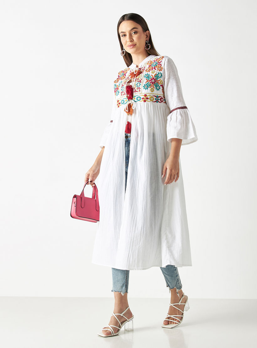 سترة مطرزة بأكمام طويلة ورباط-women-clothing-shirtsandblouses-blouses-image-2