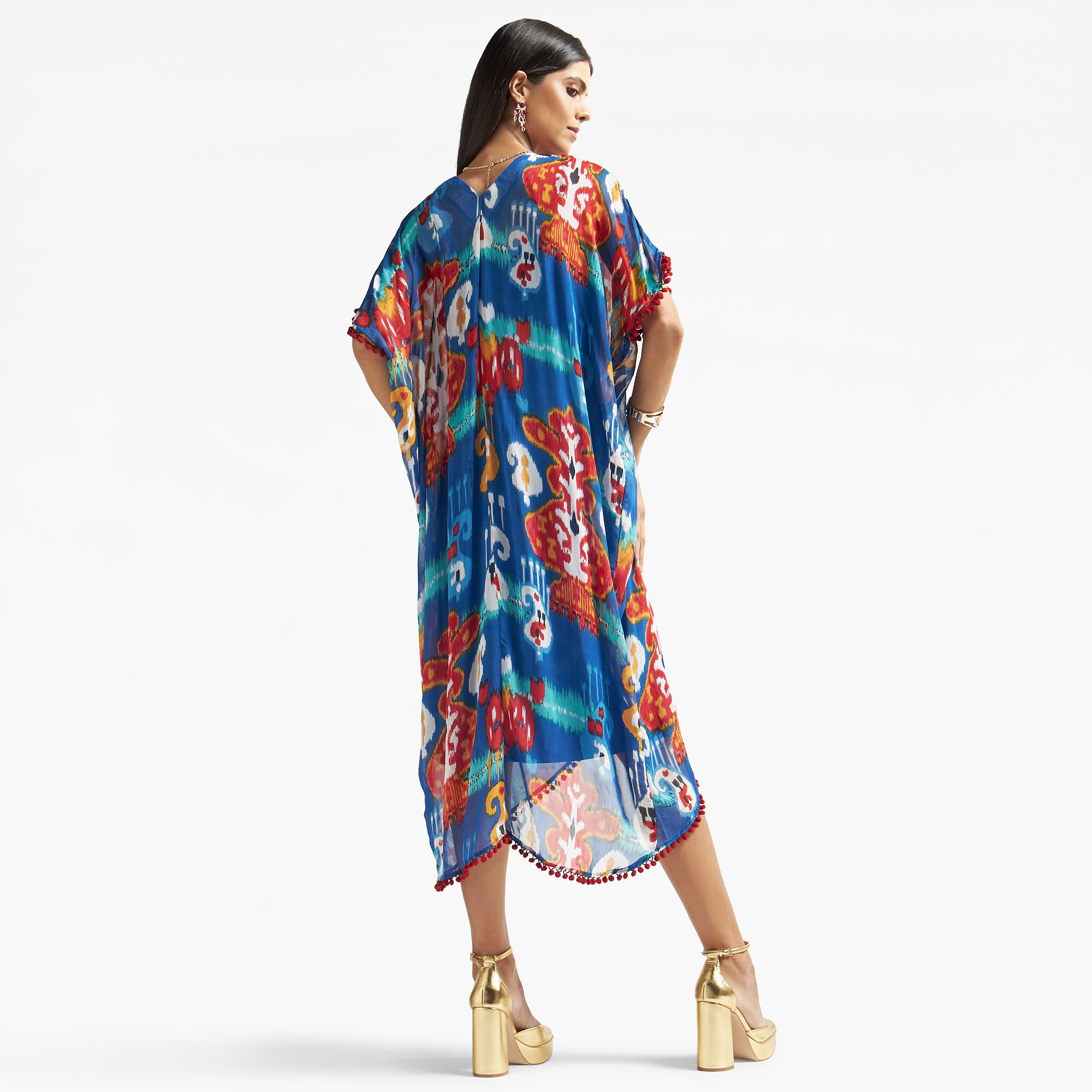 فستان قفطان بياقة v ودانتيل وطبعات-women-clothing-dresses-image-3