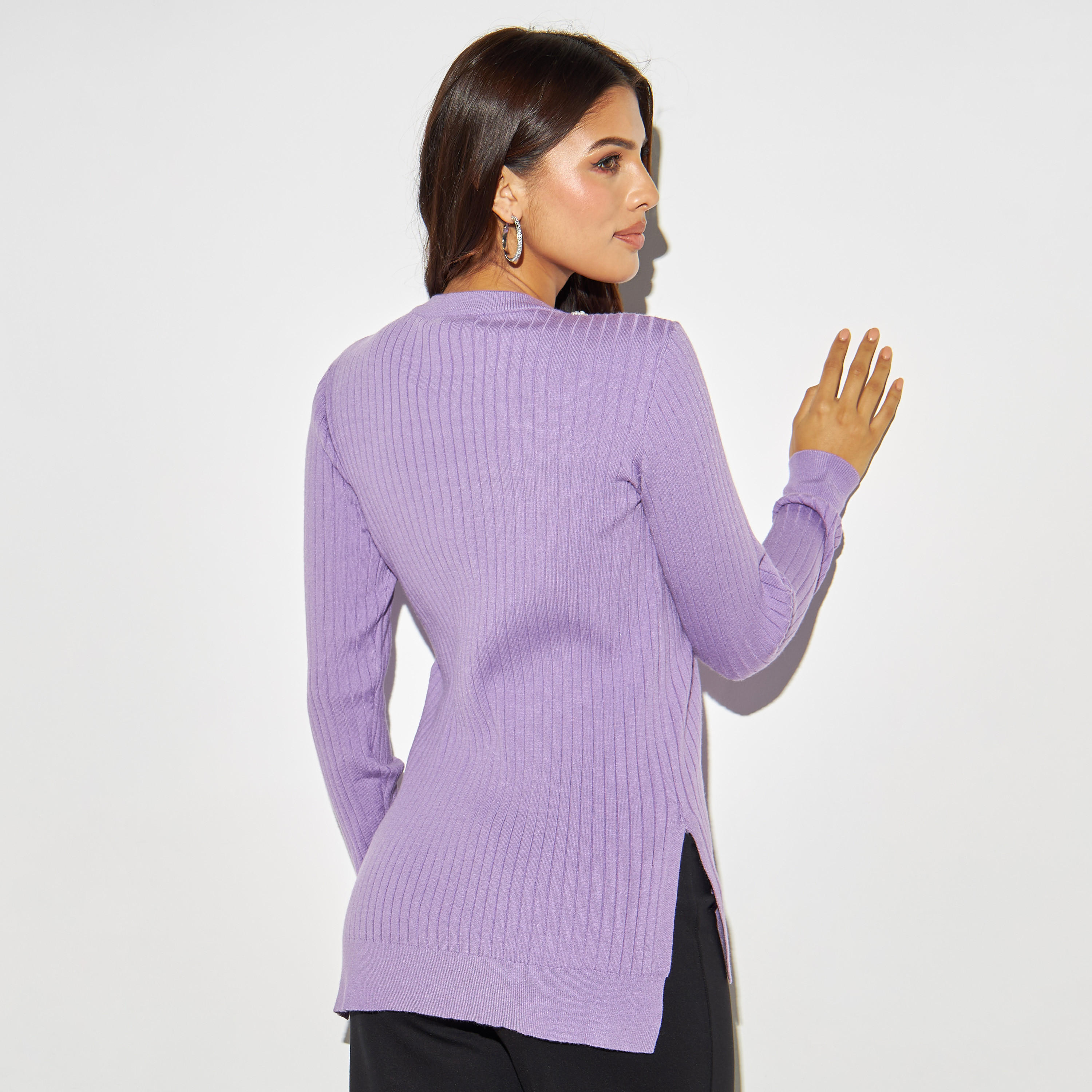 Embellished Crew Neck Sweater with Slits-women-winterwear-cardigansandjumpers-jumpers-image-7