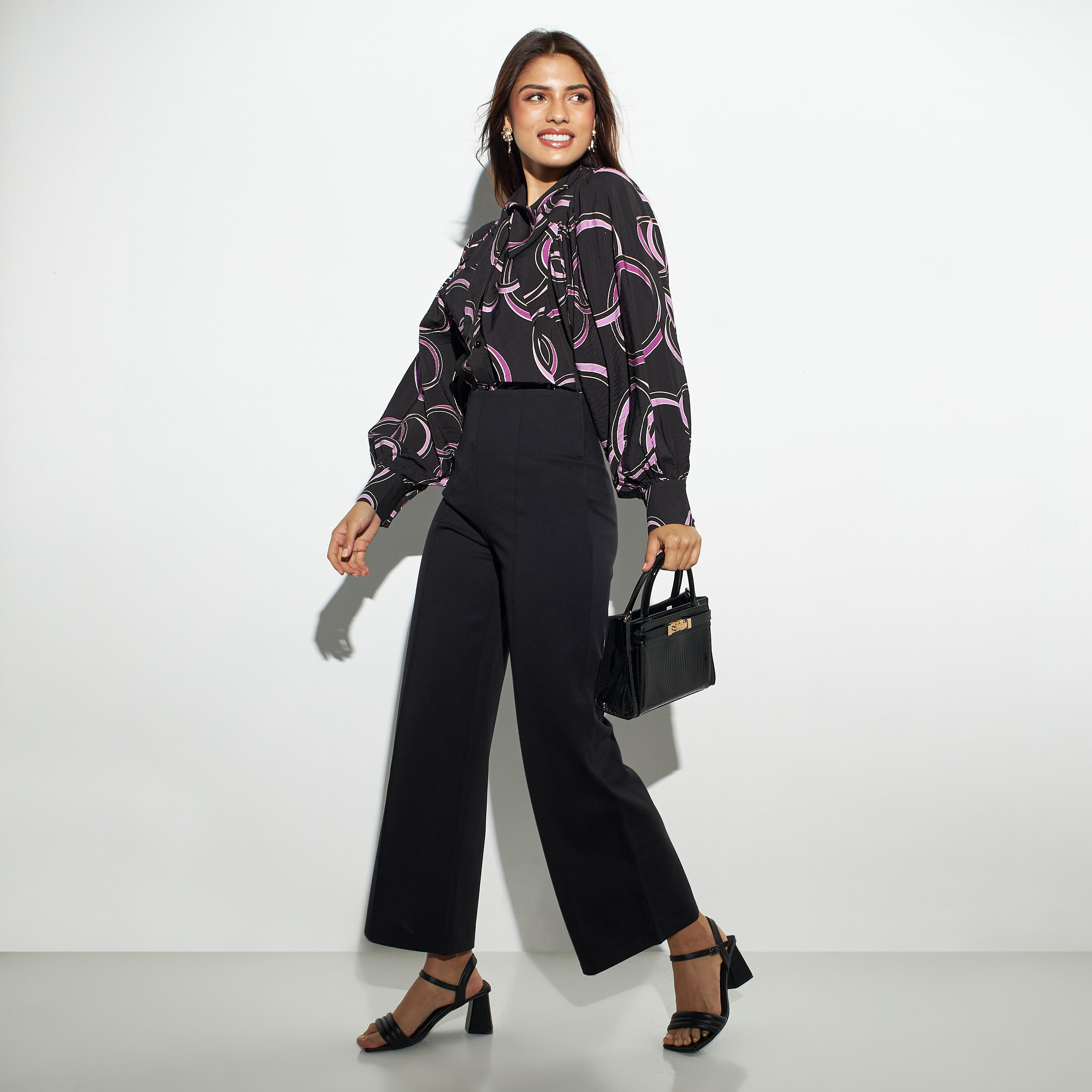 فستان قميص بأكمام واسعة وأربطة وطبعات-women-clothing-shirtsandblouses-shirts-image-2