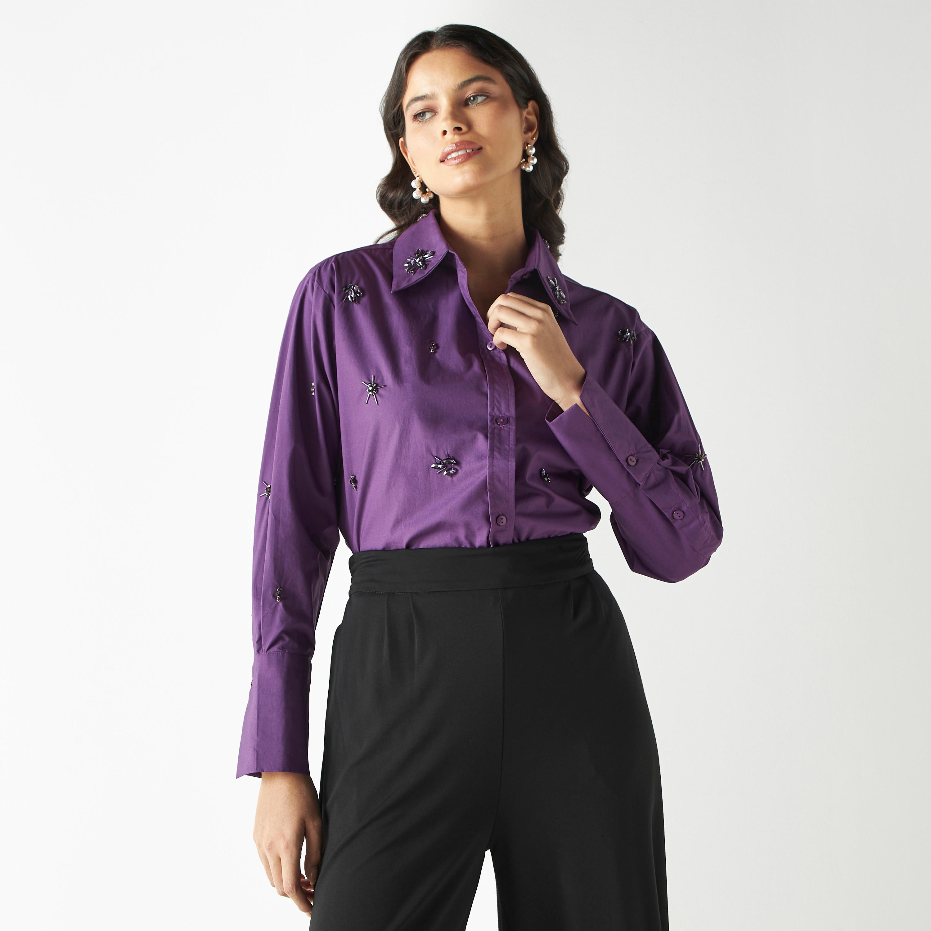قميص مزين بأكمام طويلة-women-clothing-shirtsandblouses-shirts-image-1