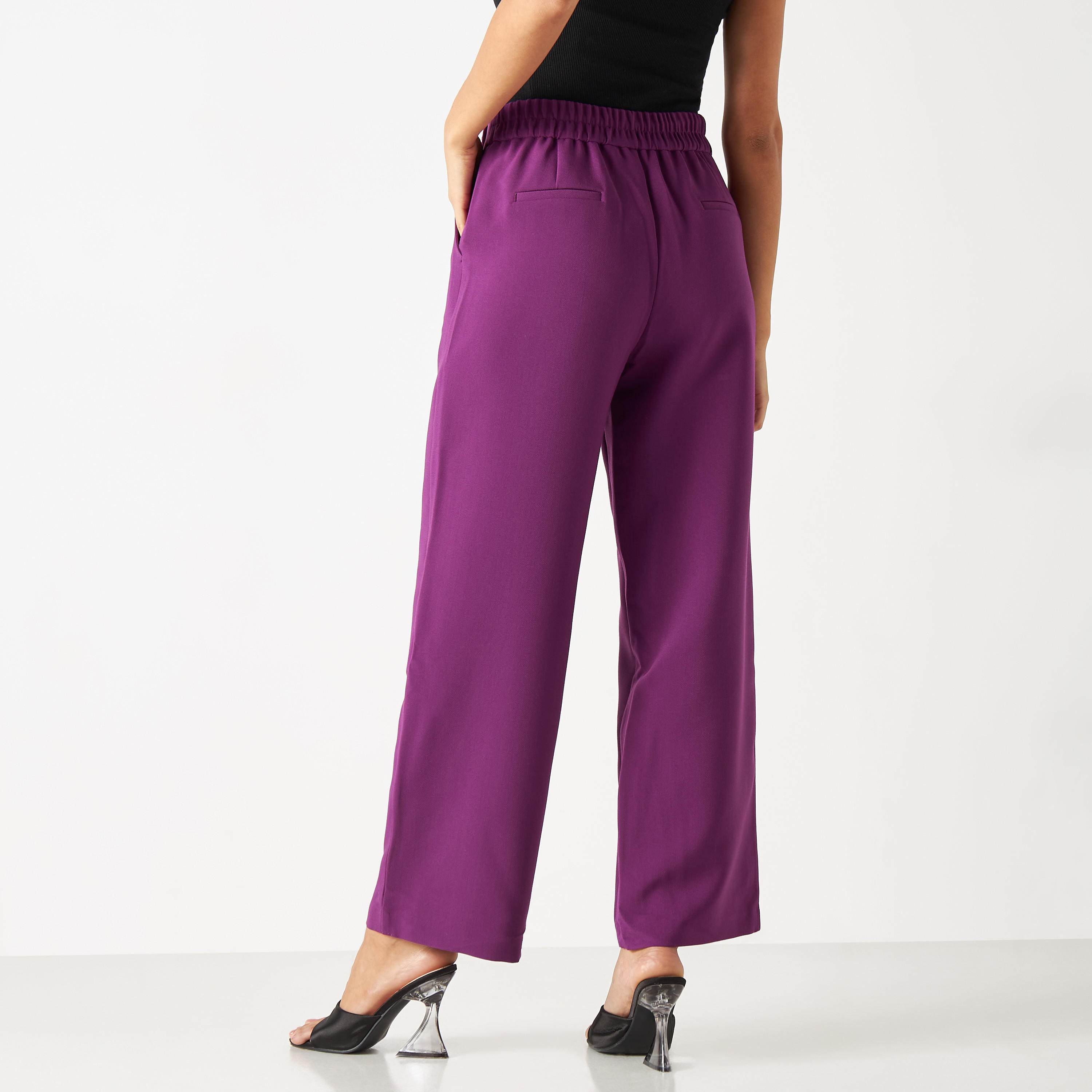 Solid Wide Leg Pants with Semi-Elasticated Waistband and Pockets-women-clothing-bottoms-trousers-image-3