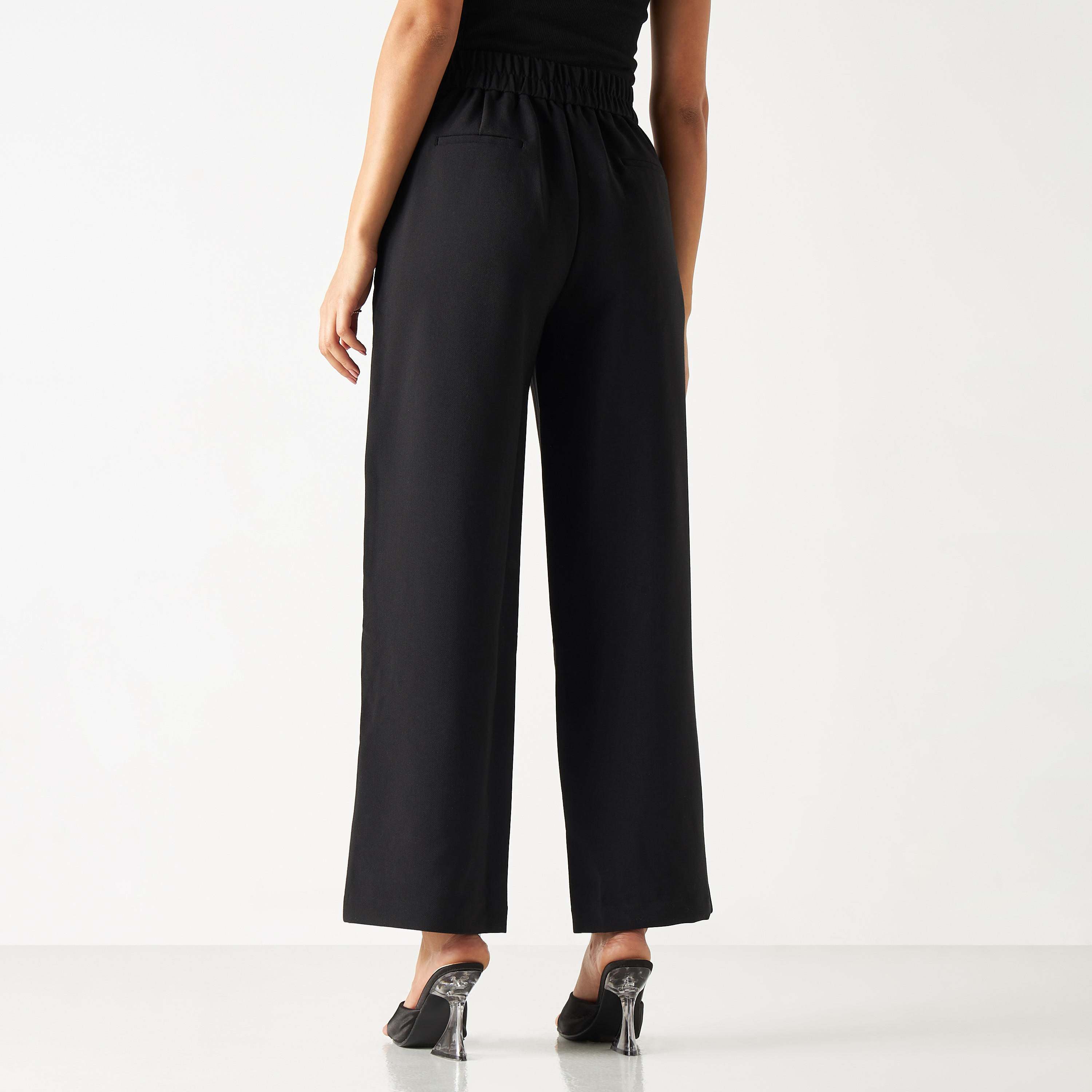 Solid Wide Leg Pants with Semi-Elasticated Waistband and Pockets-women-clothing-bottoms-trousers-image-3
