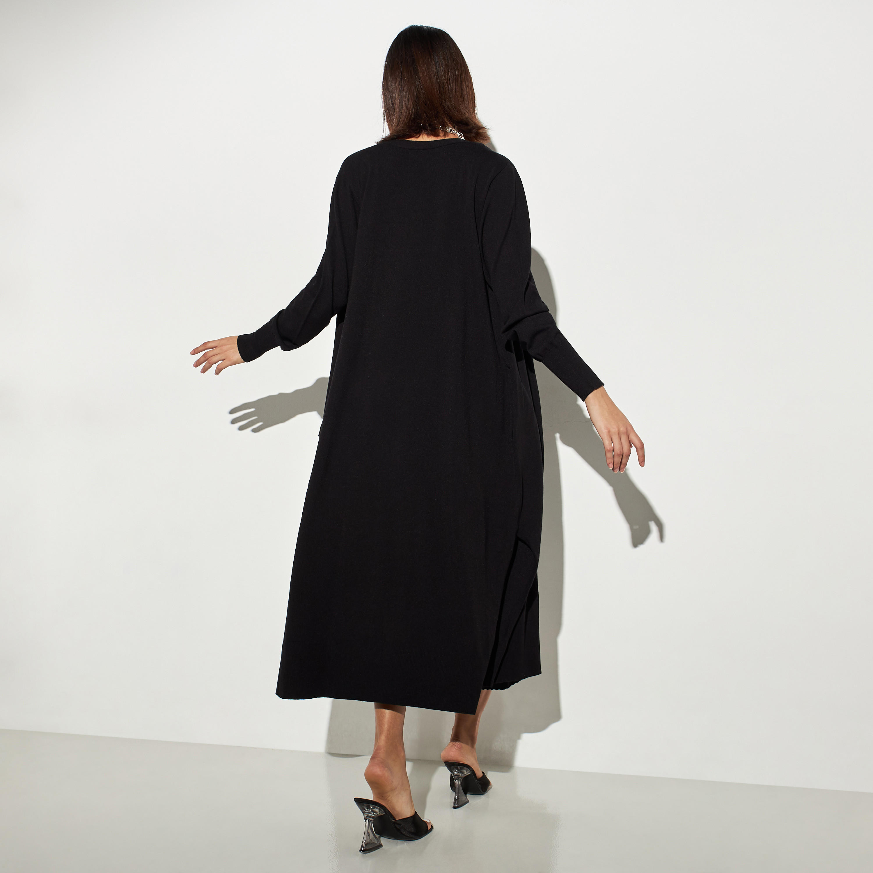 فستان ميدي مضلع دون أكمام وبياقة مستديرة-women-clothing-dresses-image-3