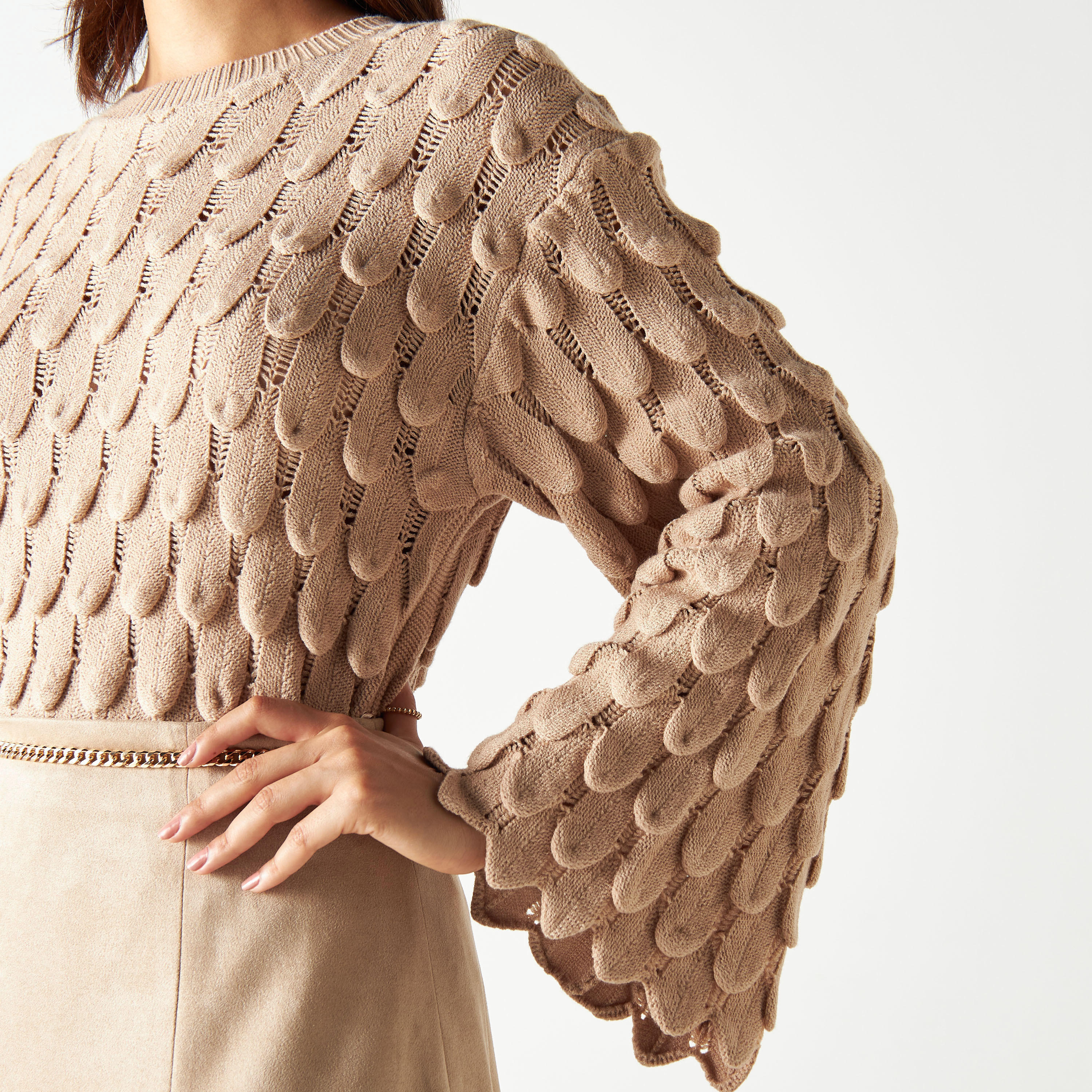 كنزة بارزة الملمس بأكمام واسعة-women-clothing-cardigansandjumpers-jumpers-image-1