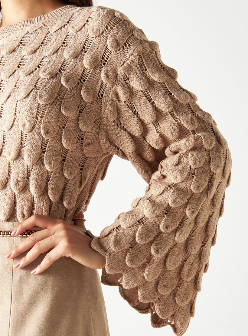 كنزة بارزة الملمس بأكمام واسعة-women-clothing-cardigansandjumpers-jumpers-image-1