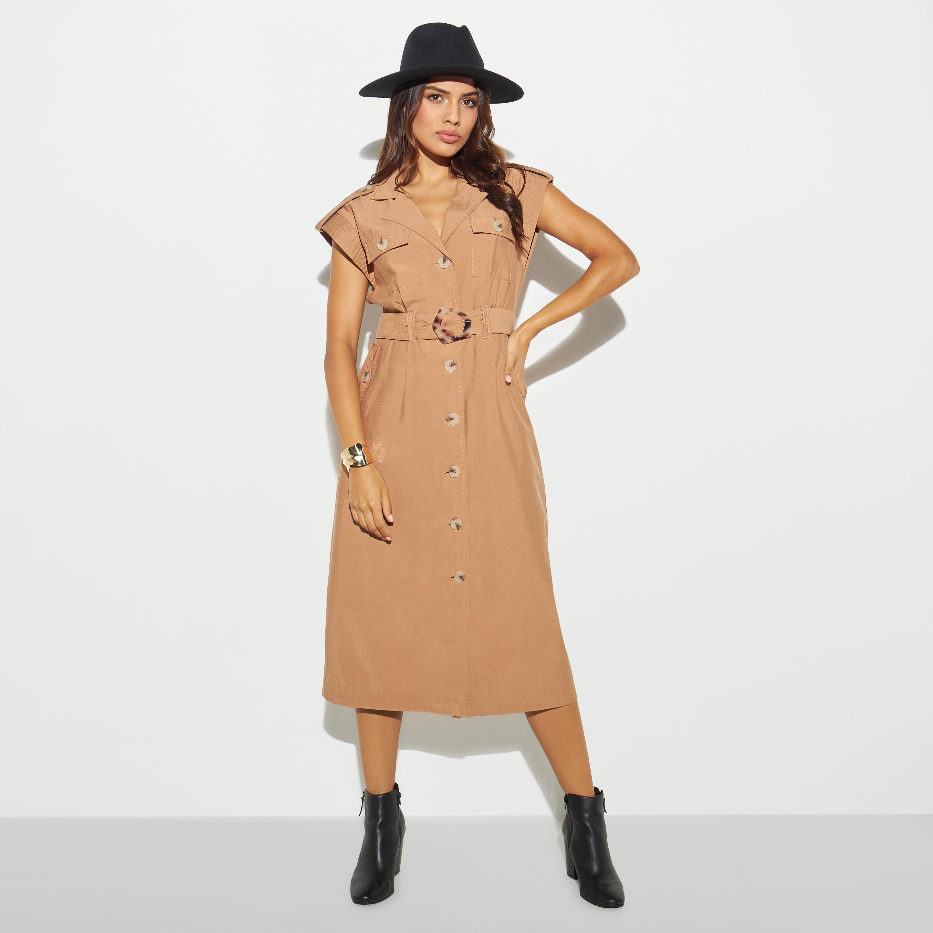 فستان قميص بجيوب وحزام-women-clothing-dresses-image-1