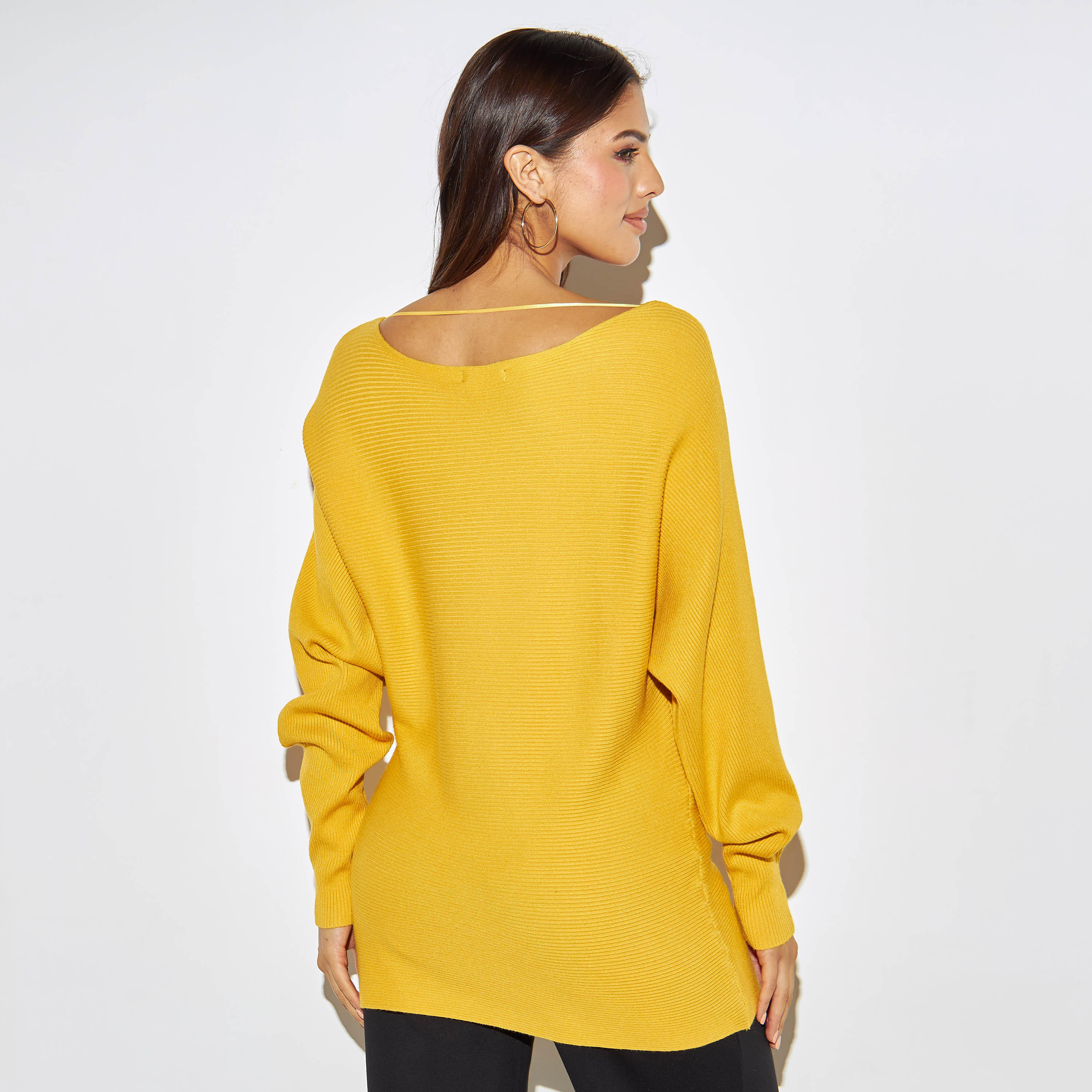 تيشيرت بارز الملمس بياقة مستديرة وأكمام واسعة-women-clothing-tshirts-image-15