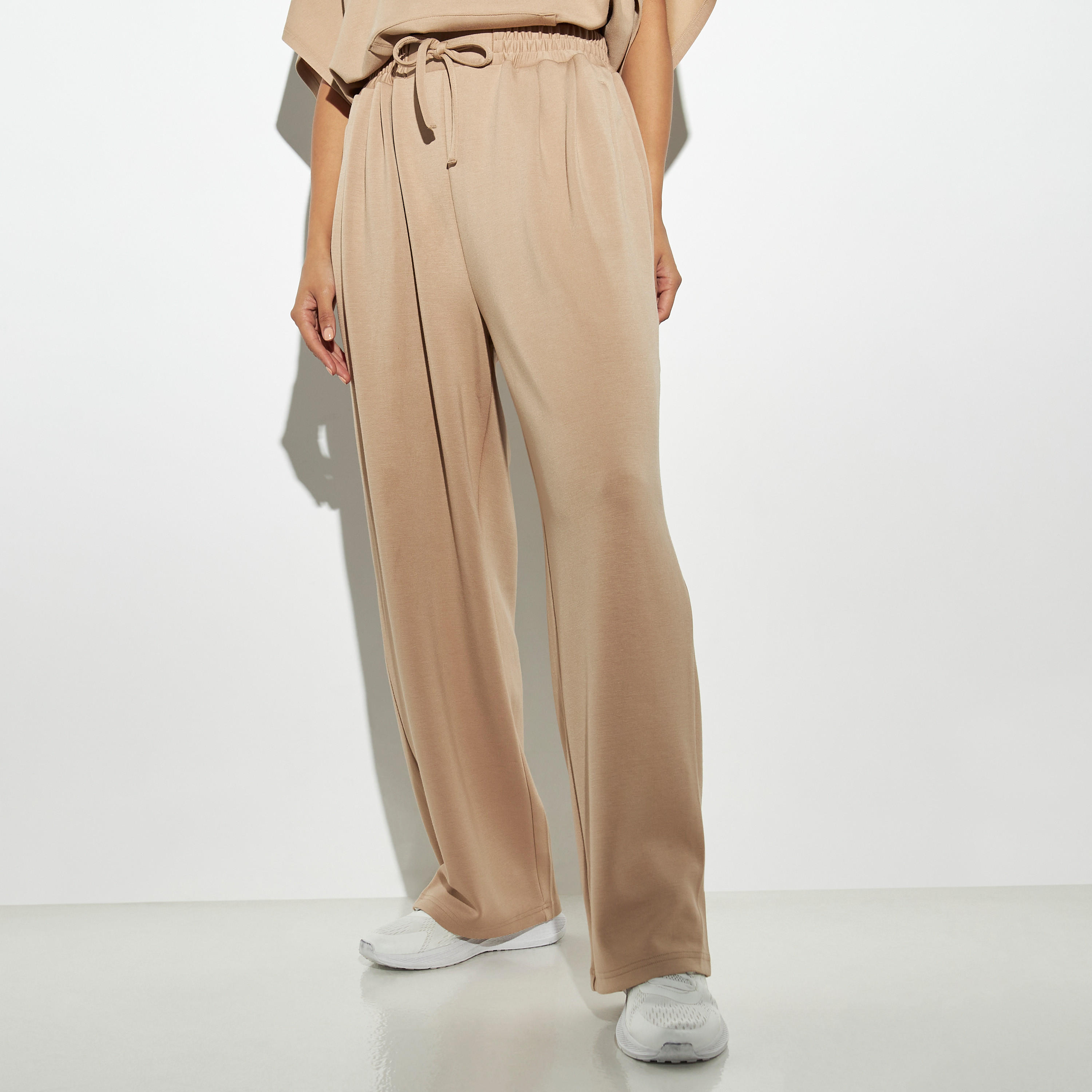 بنطلون سادة واسع السّاقين برباط إغلاق-women-clothing-bottoms-trousers-image-4