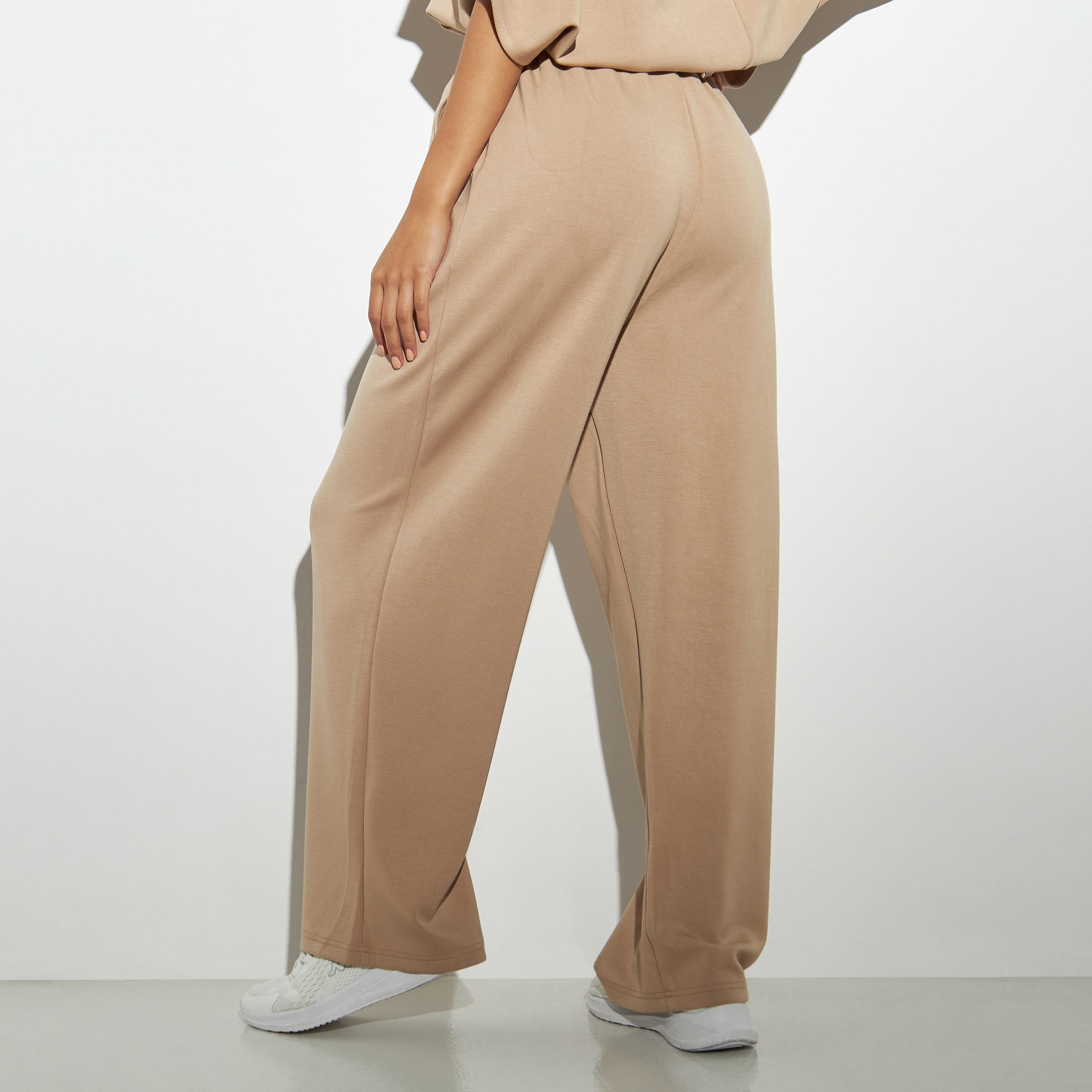 بنطلون سادة واسع السّاقين برباط إغلاق-women-clothing-bottoms-trousers-image-2