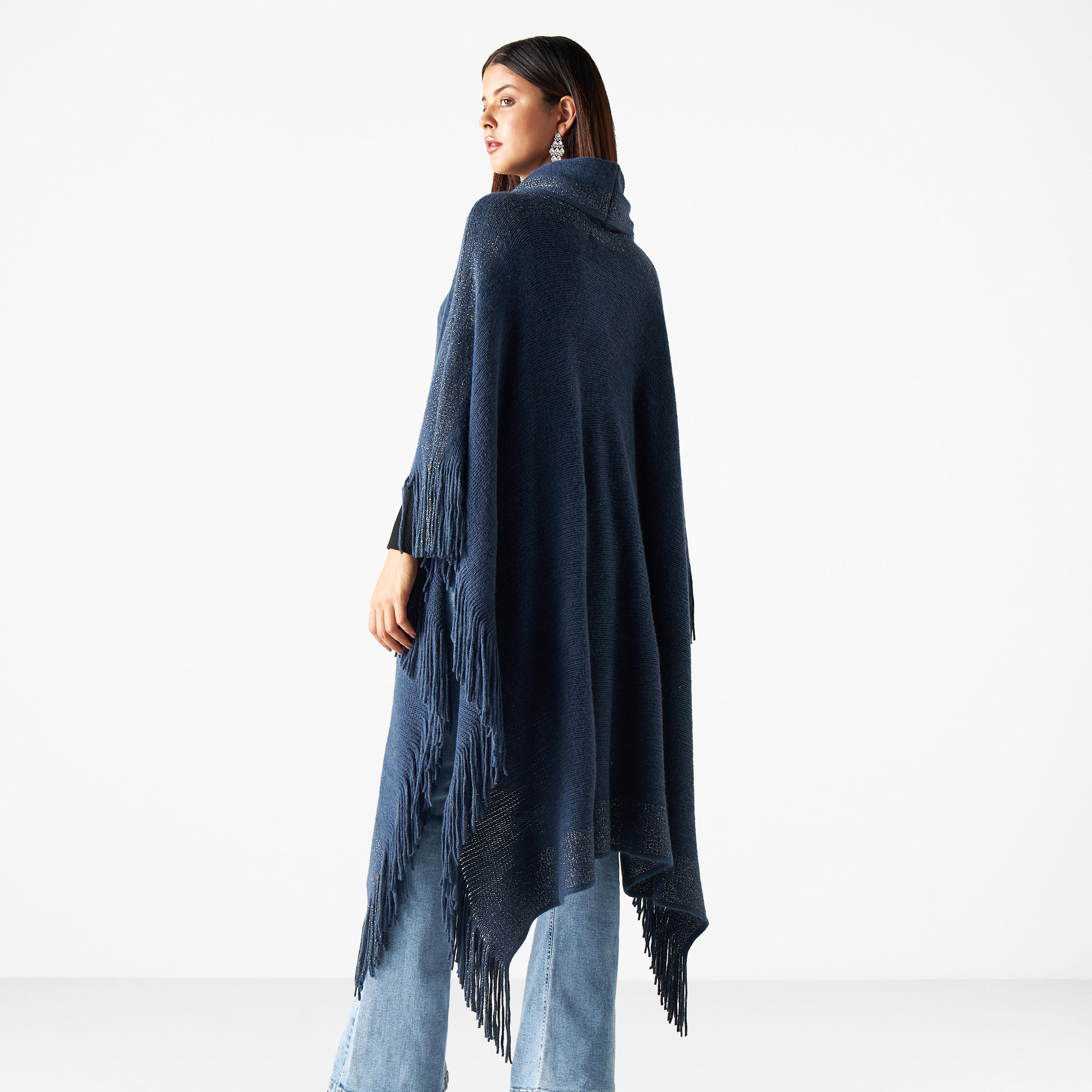 كارديجان بونشو بارز الملمس بياقة منسدلة-women-winterwear-cardigansandjumpers-cardigans-image-3
