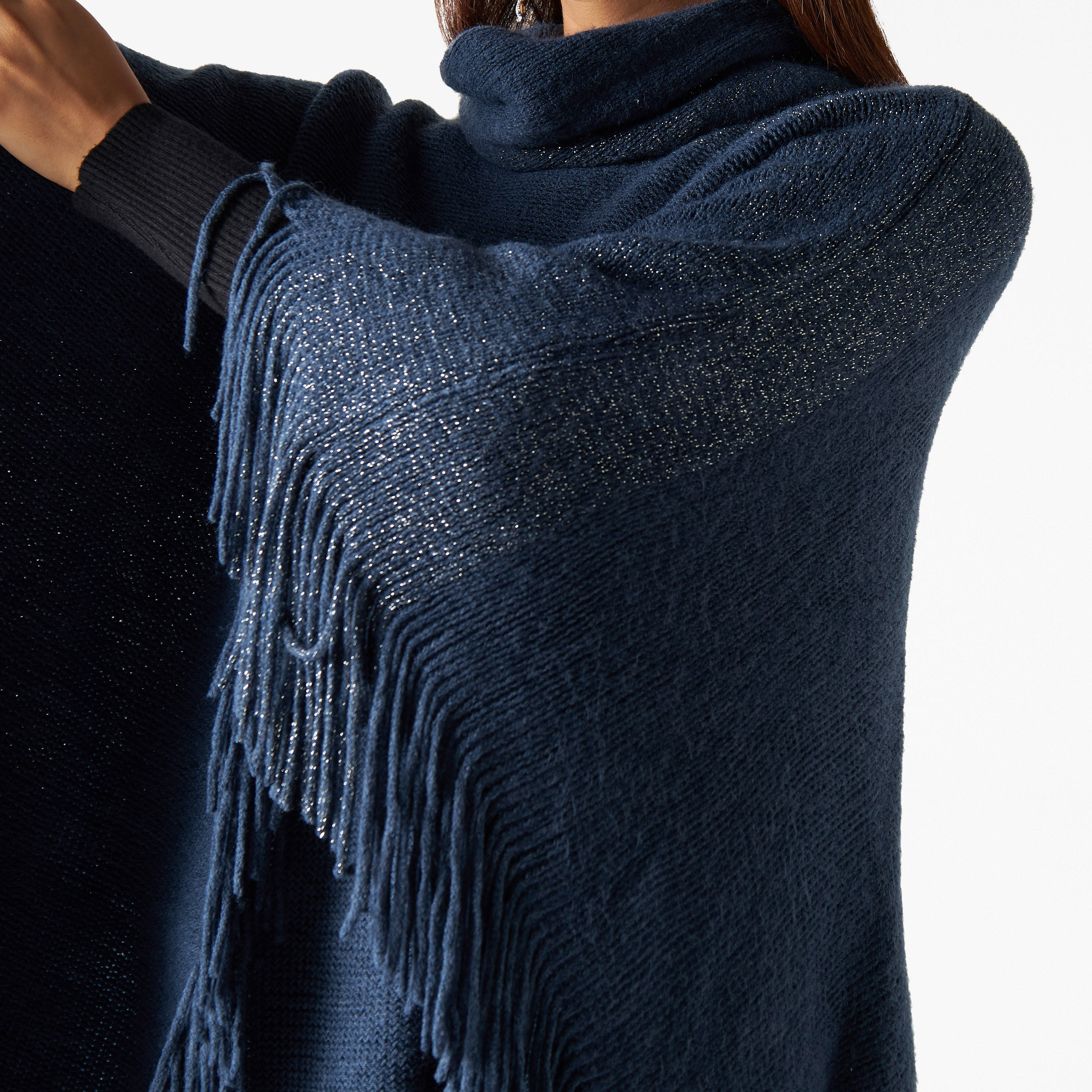 كارديجان بونشو بارز الملمس بياقة منسدلة-women-winterwear-cardigansandjumpers-cardigans-image-5