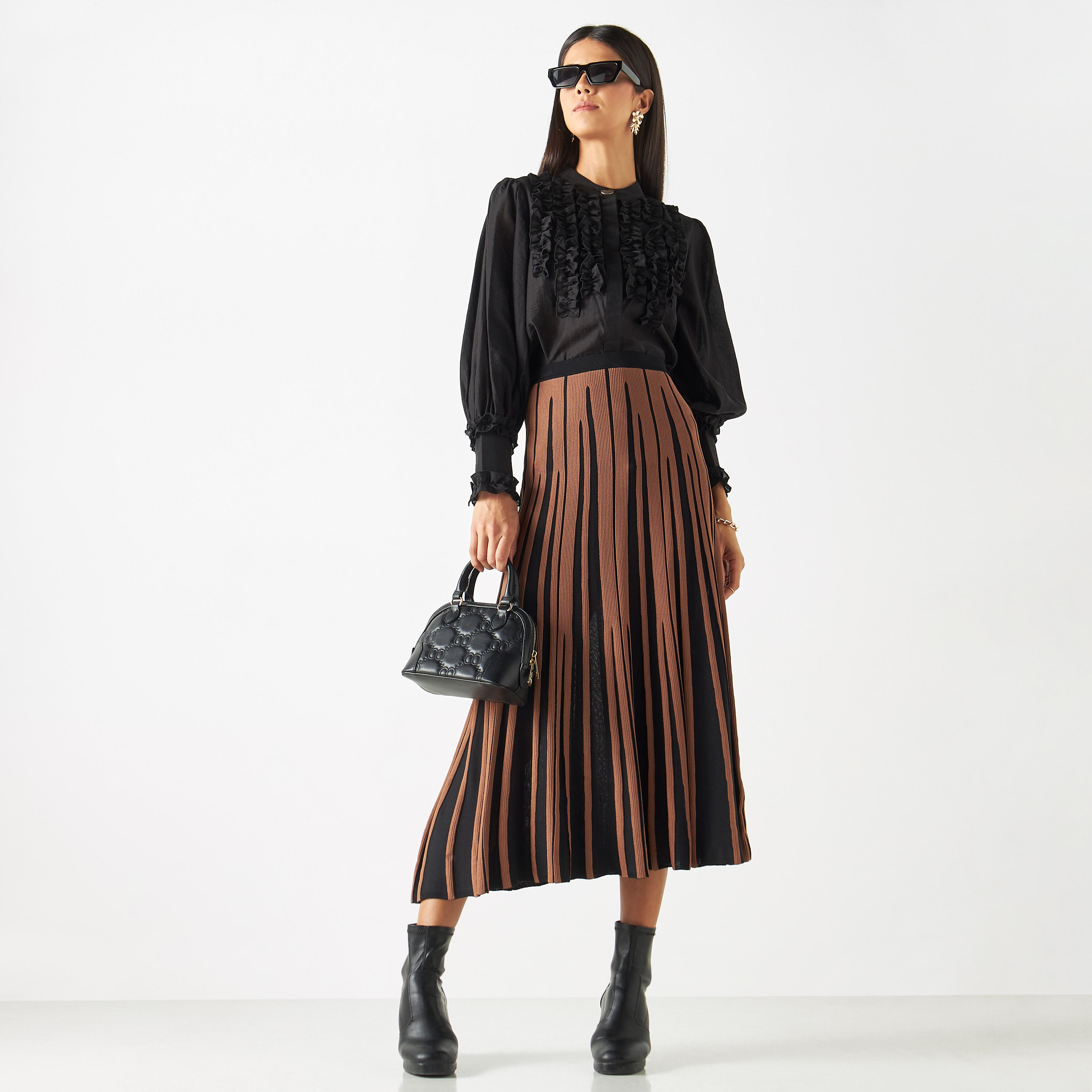 قميص بياقة ماندارين وأكمام بيشوب طويلة-women-clothing-shirtsandblouses-shirts-image-2