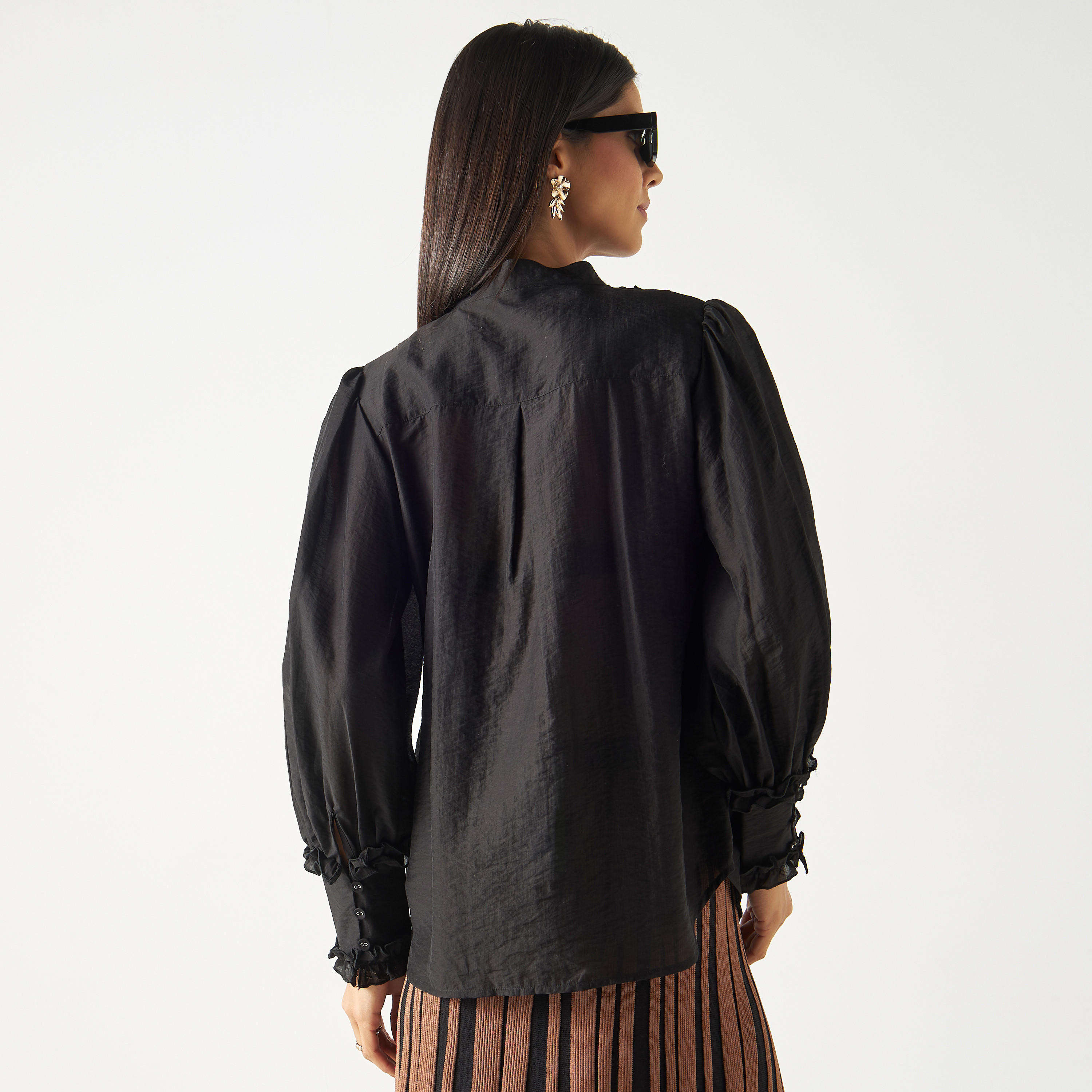 قميص بياقة ماندارين وأكمام بيشوب طويلة-women-clothing-shirtsandblouses-shirts-image-3