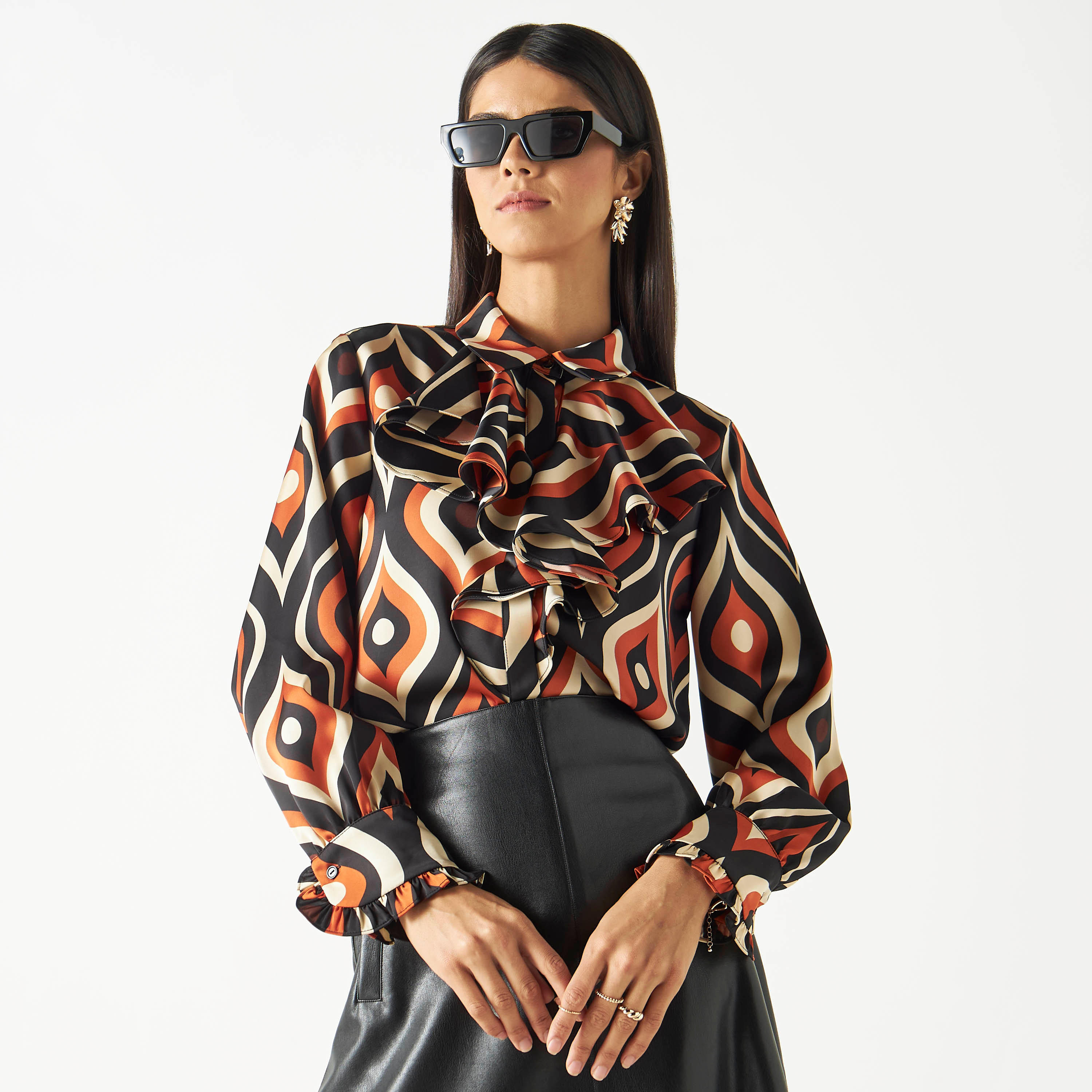 قميص سادة بتفاصيل كشكش وأكمام طويلة-women-clothing-shirtsandblouses-shirts-image-1
