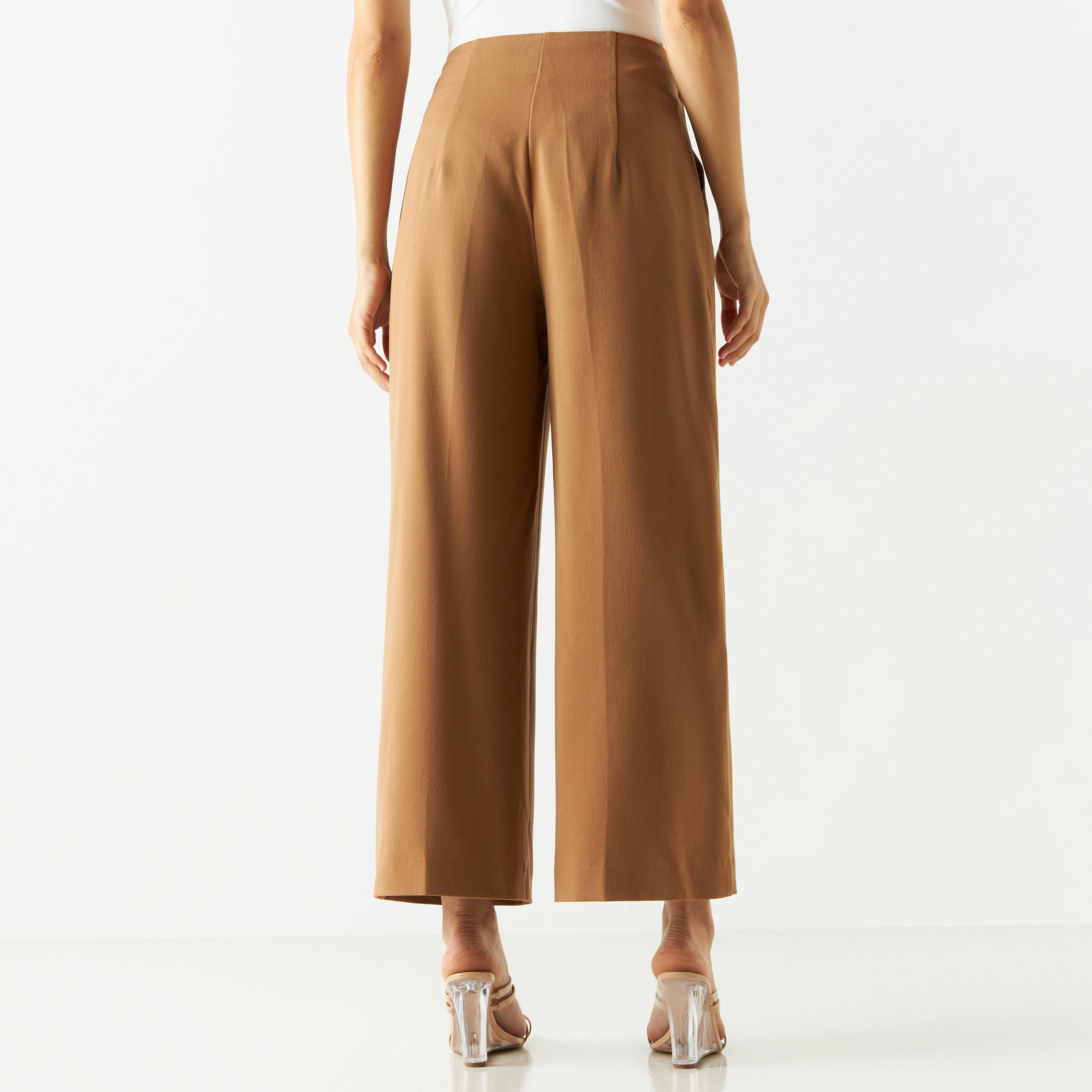 بنطلون سادة واسع الساقين بجيوب وسحّاب إغلاق-women-clothing-bottoms-trousers-image-2