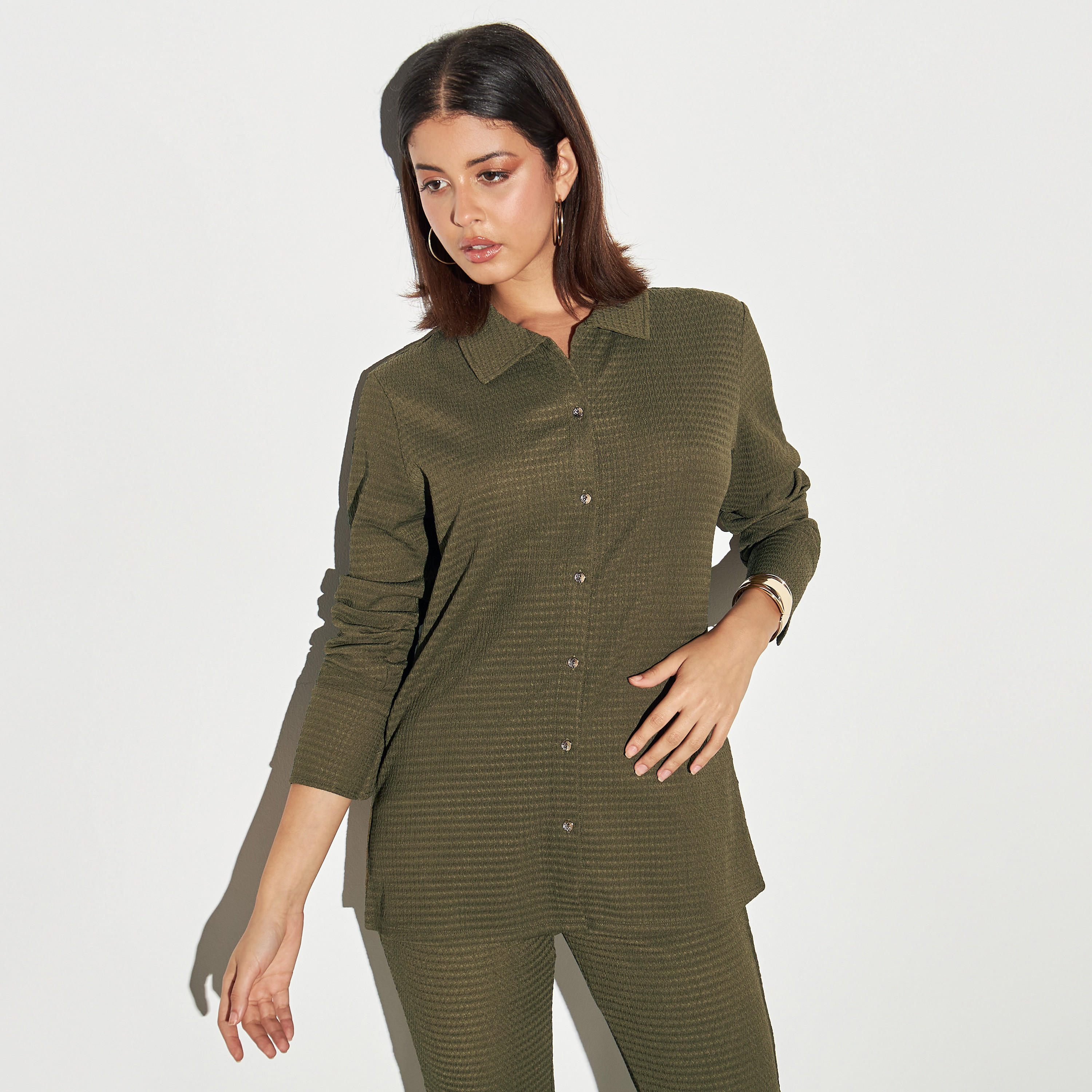 Textured Shirt with Long Sleeves-women-clothing-shirtsandblouses-shirts-image-1