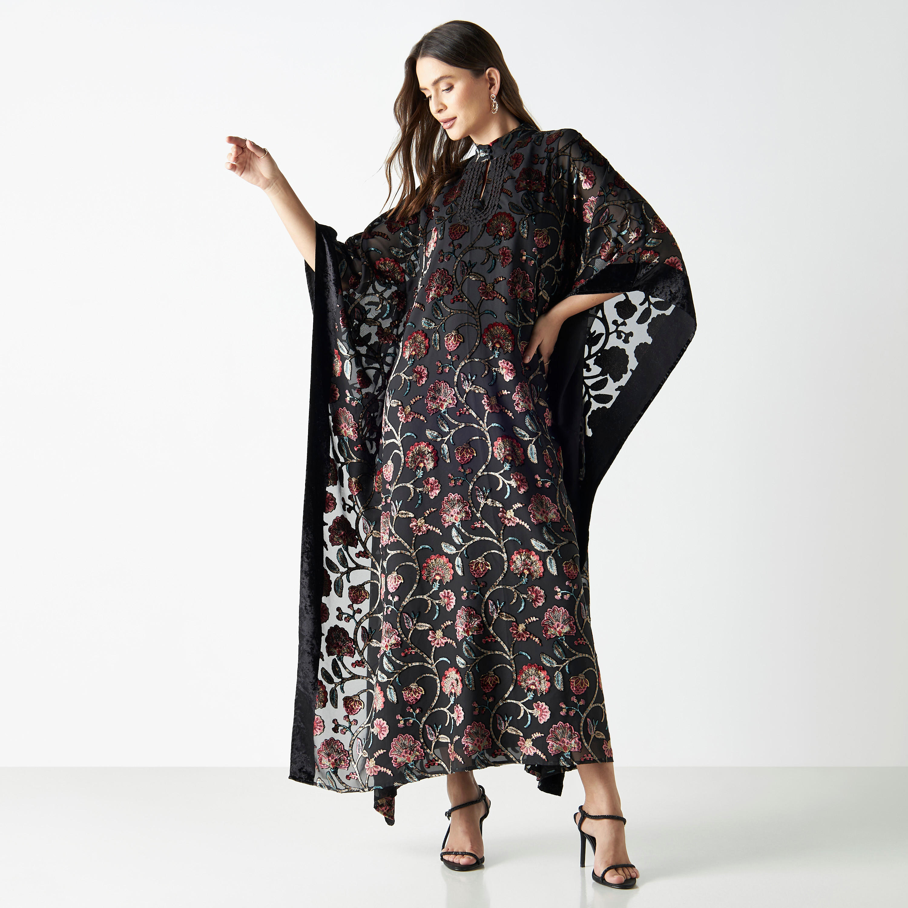 فستان واسع بياقة ماندرين وطبعات-women-clothing-dresses-image-1