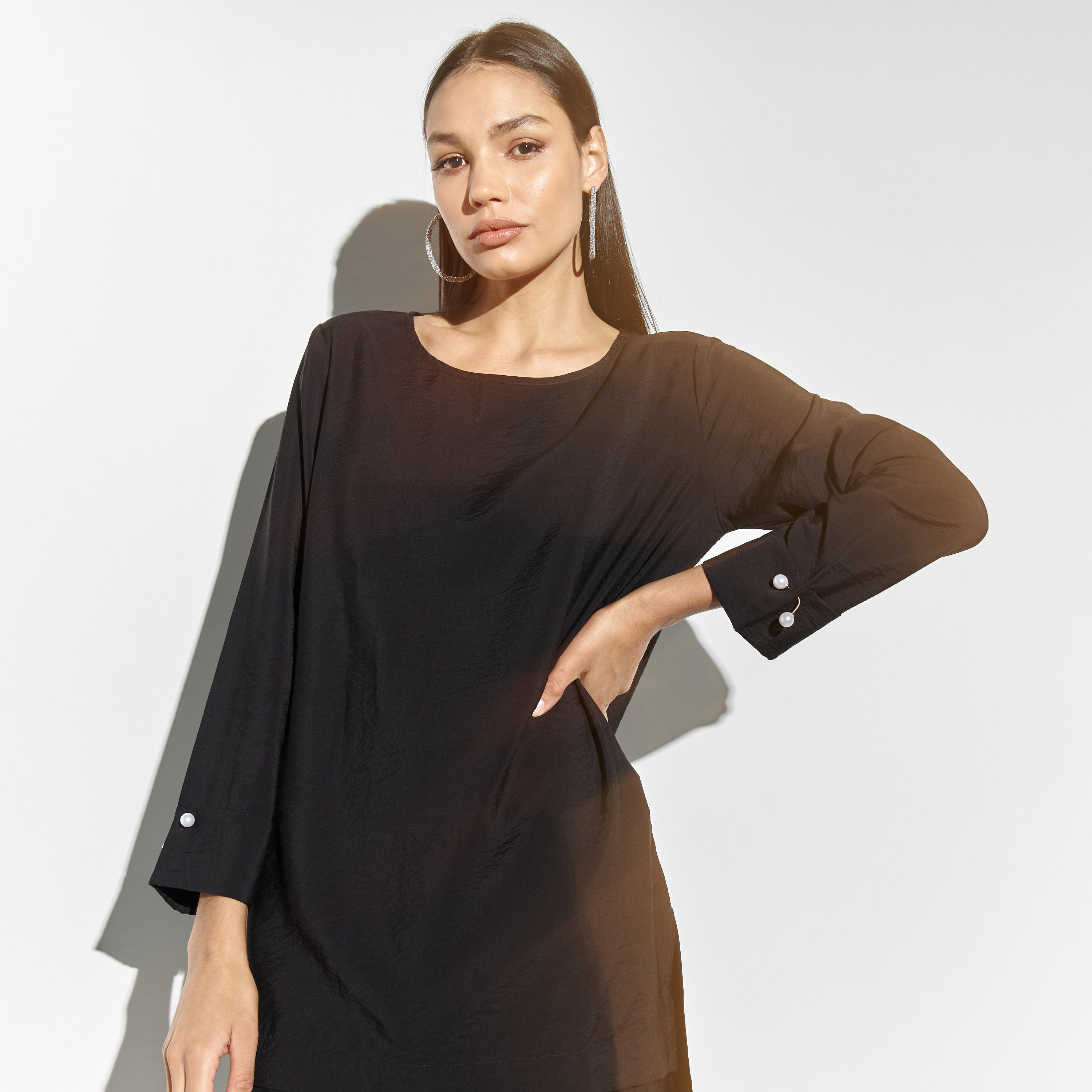Solid High Low Top with Long Sleeves-women-clothing-shirtsandblouses-blouses-image-4