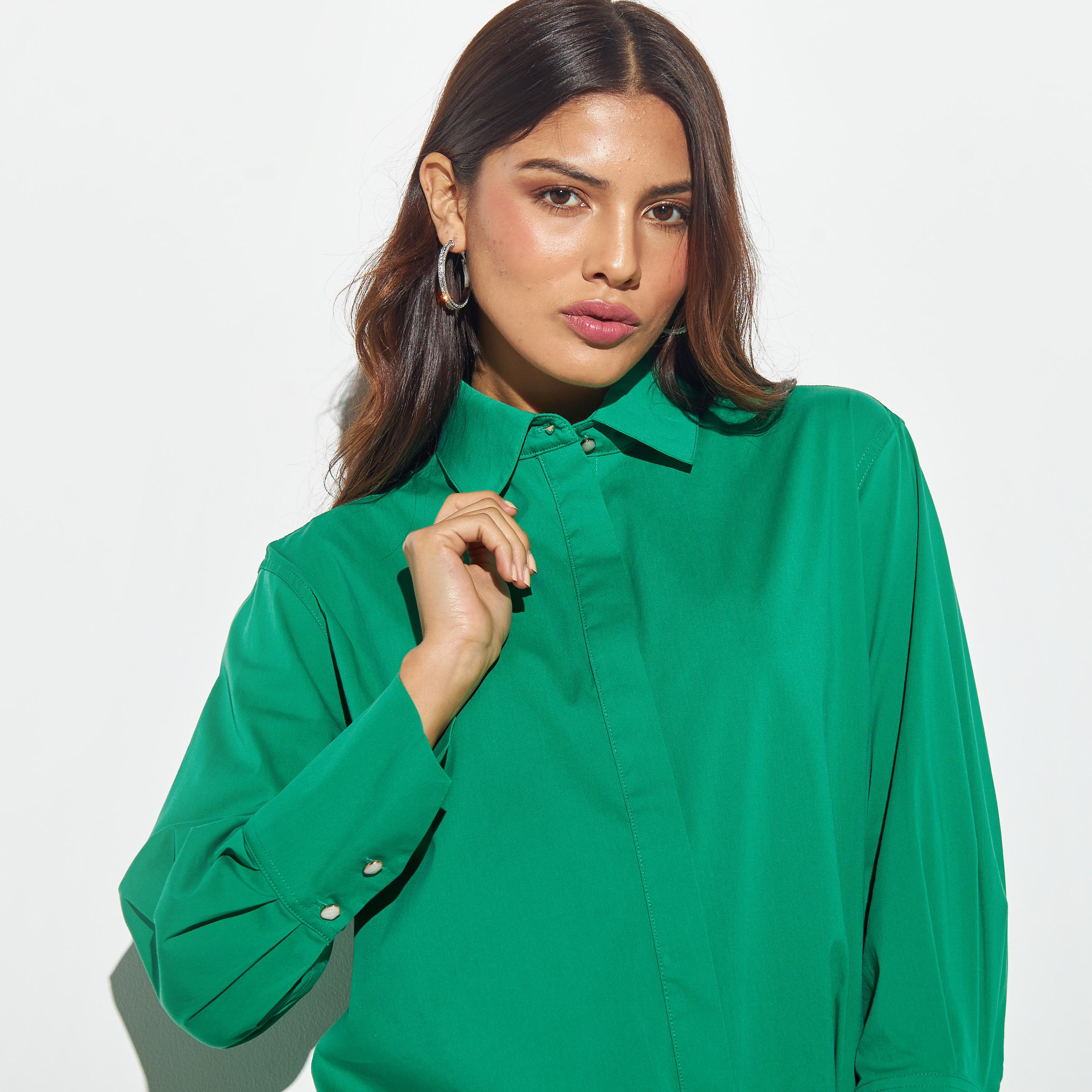 قميص بأكمام طويلة وحواف غير متماثلة-women-clothing-shirtsandblouses-shirts-image-1