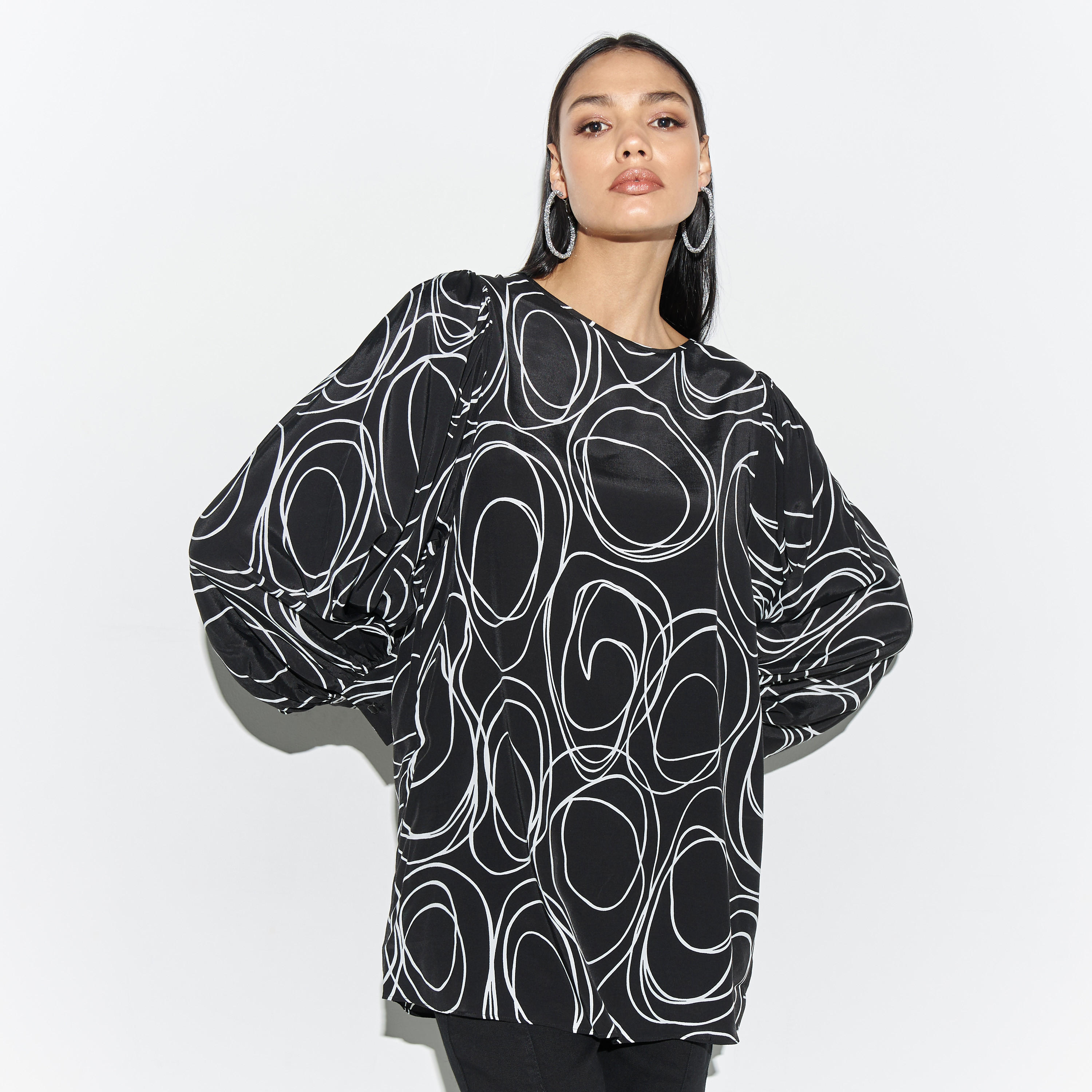 All-Over Print Top with Volume Sleeves-women-clothing-shirtsandblouses-blouses-image-1