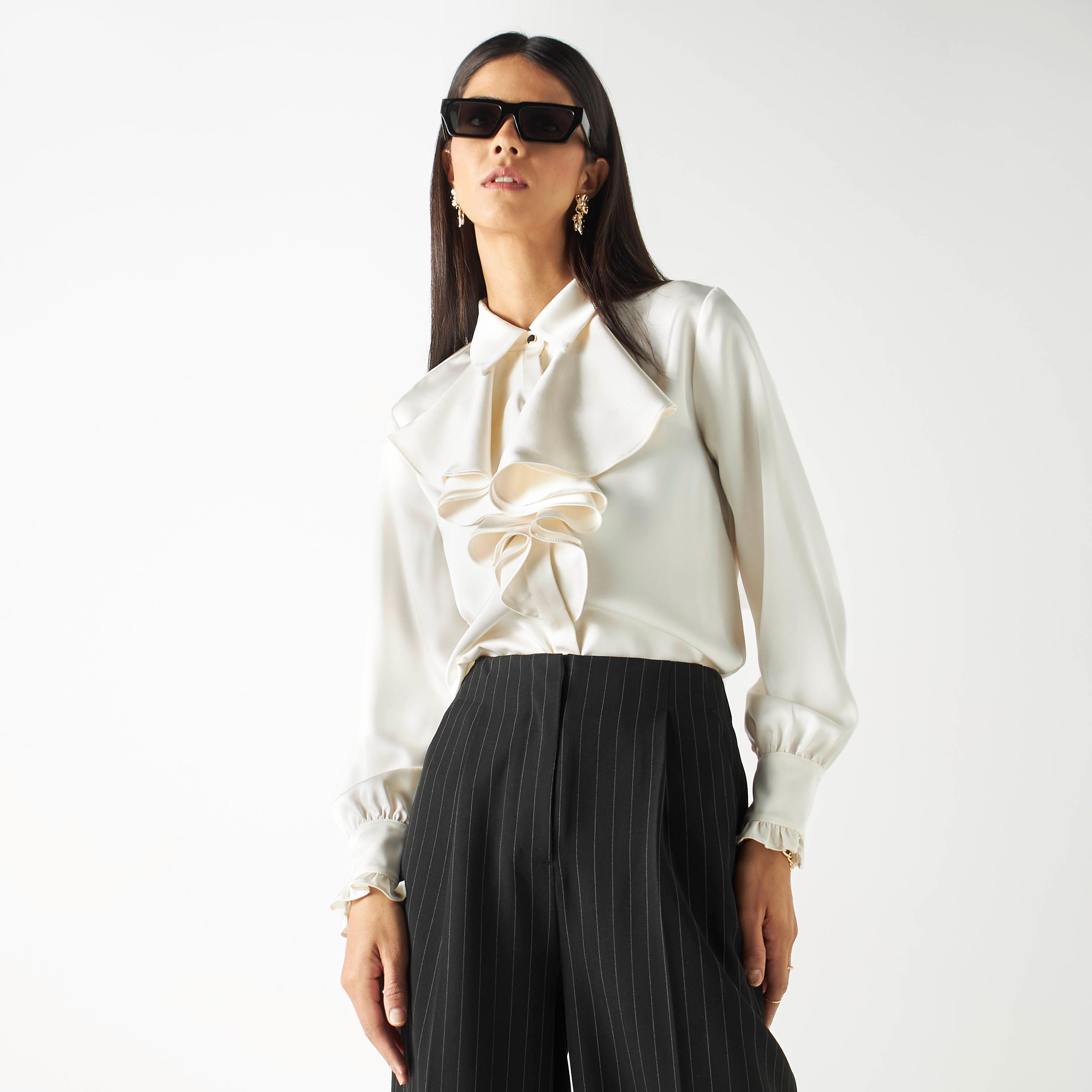 قميص سادة بتفاصيل كشكش وأكمام طويلة-women-clothing-shirtsandblouses-shirts-image-1