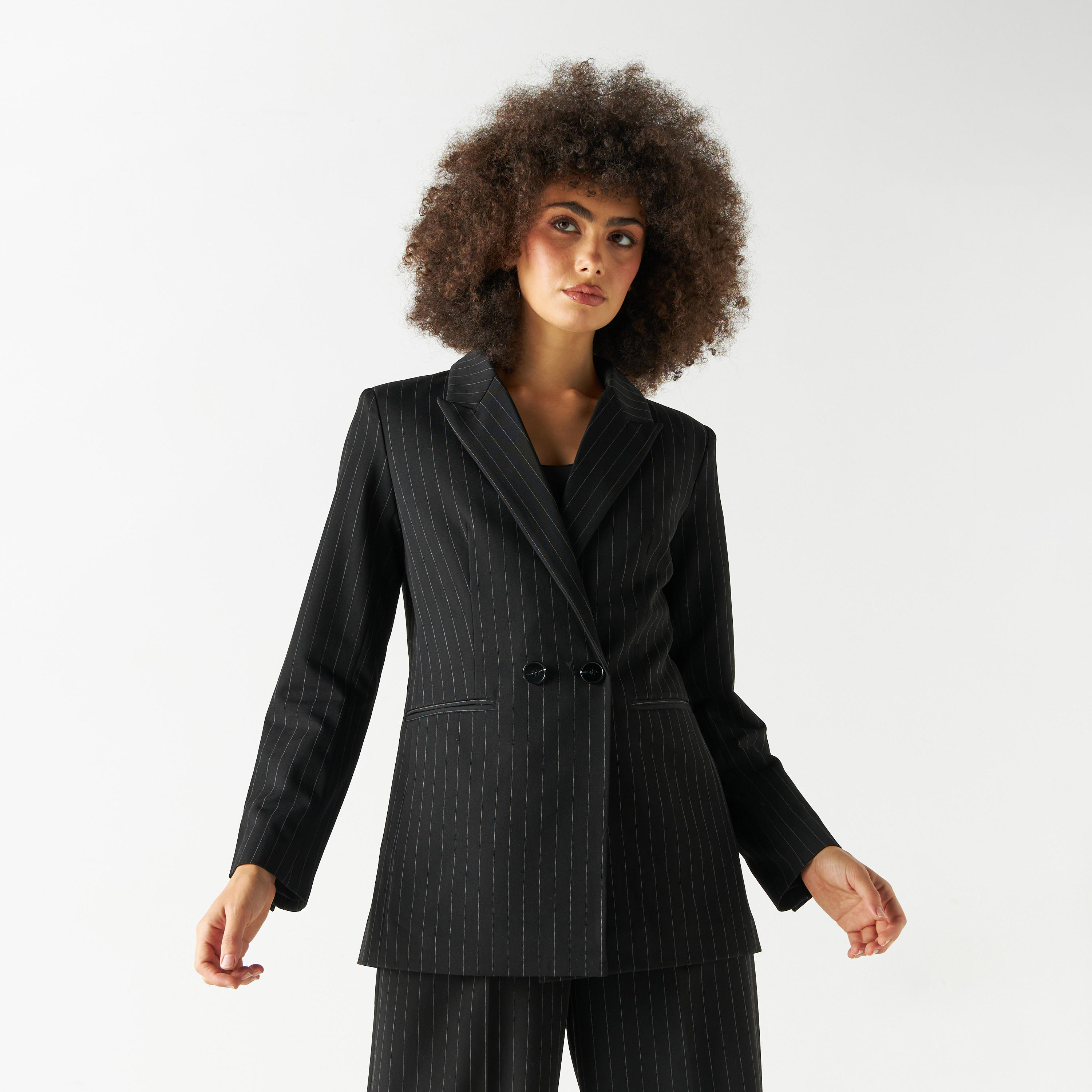 Striped Blazer with Peak Lapel and Pockets-women-clothing-coatsandjackets-blazers-image-1